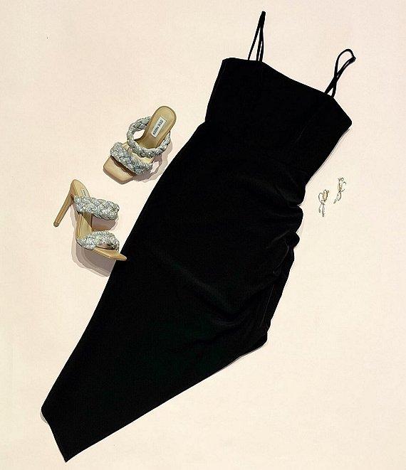 Gianni Bini Harling Crepe Square Neck Sleeveless Asymmetrical Hemline Midi Dress Product Image