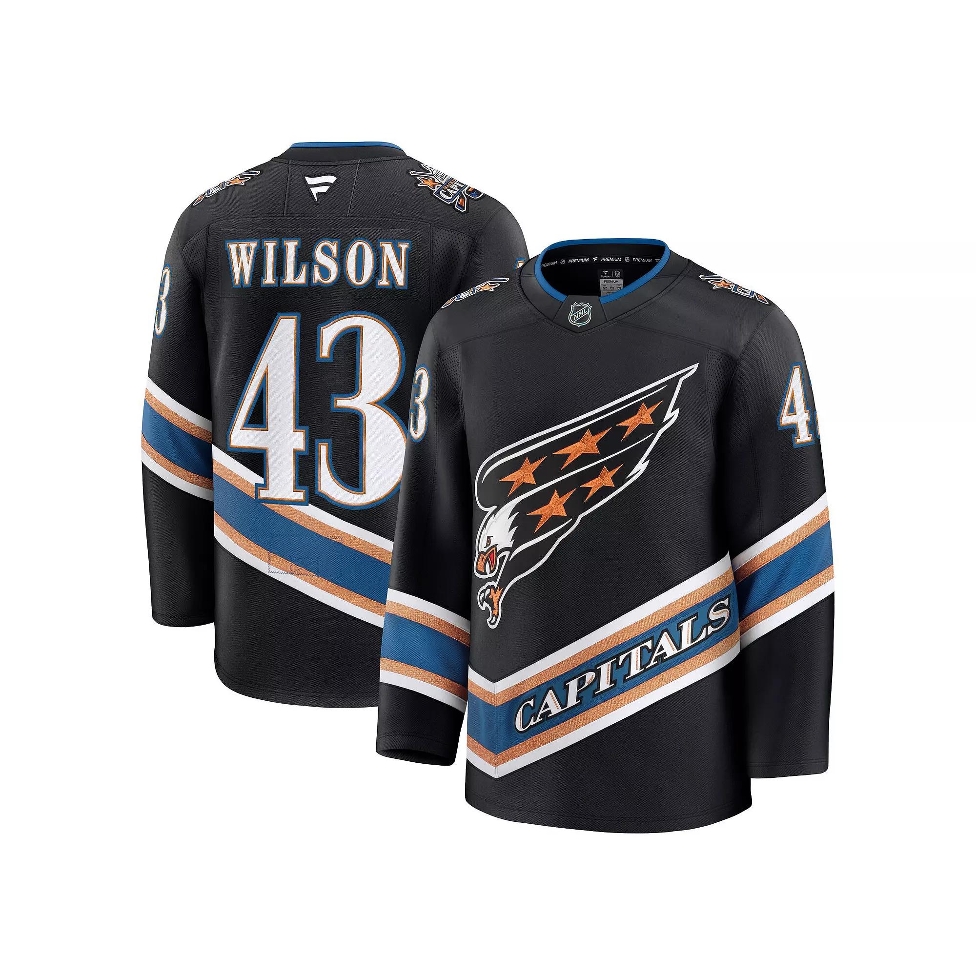 Men's Fanatics Tom Wilson Black Washington Capitals Alternate 50th Anniversary Premium Jersey, Size: 42 Product Image