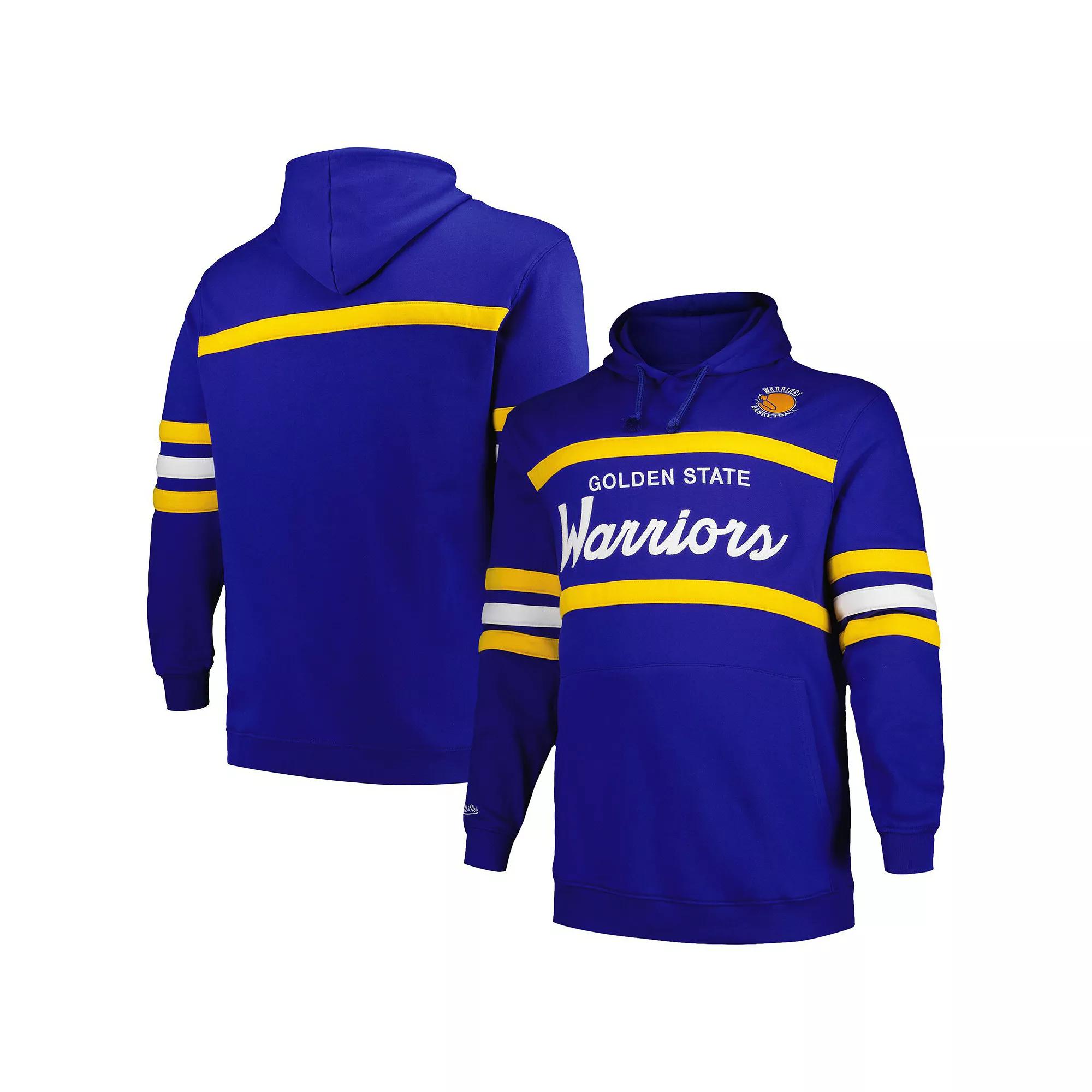 Men's Mitchell & Ness Royal Golden State Warriors Big & Tall Hardwood Classics Head Coach Pullover Hoodie, Size: 2XLT, Blue Product Image