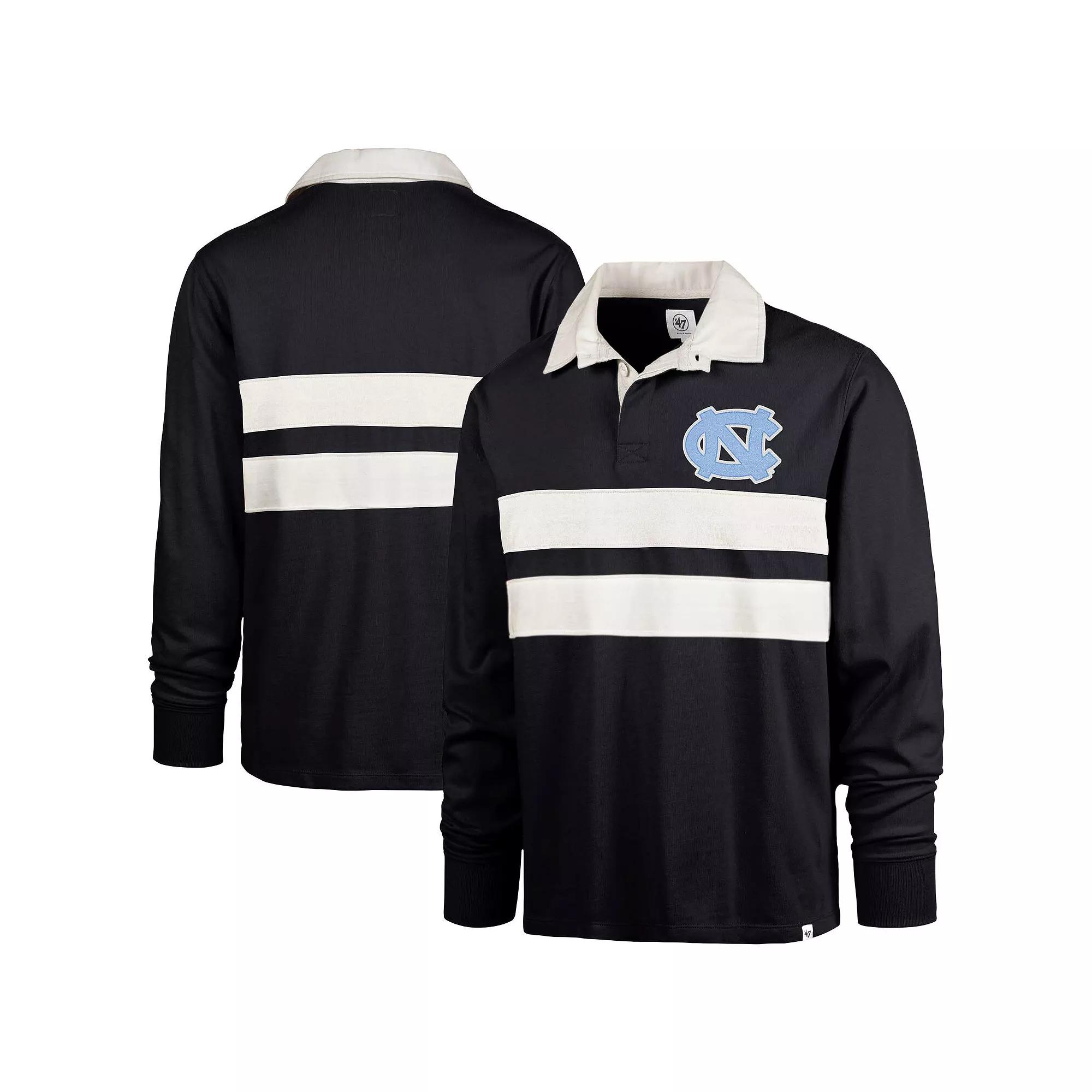 Men's '47 Navy North Carolina Tar Heels Clubhouse Knox Thames Long Sleeve Rugby Polo, Size: Medium, Blue Product Image