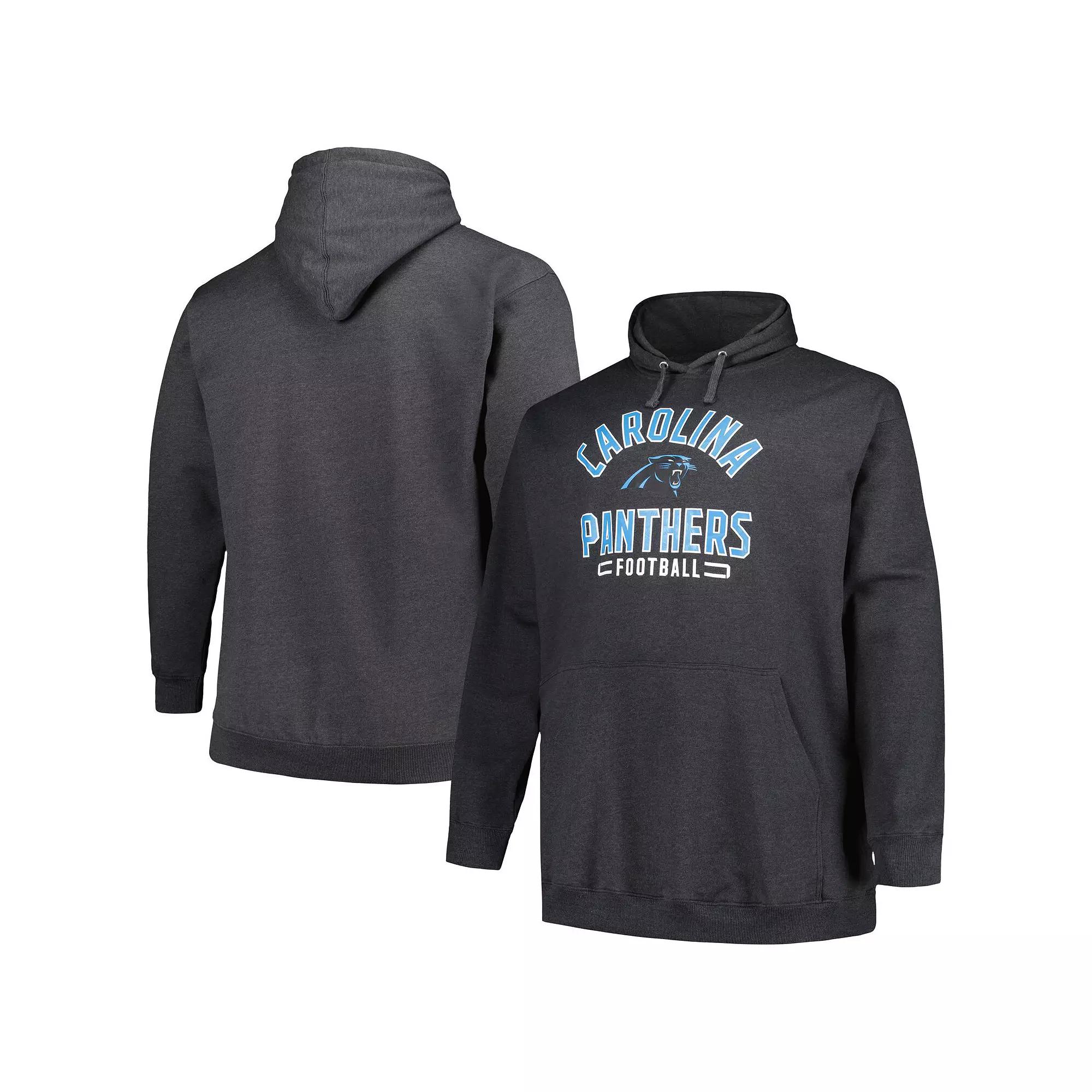 Men's Fanatics Branded Heather Charcoal Carolina Panthers Big & Tall Pullover Hoodie,  Product Image