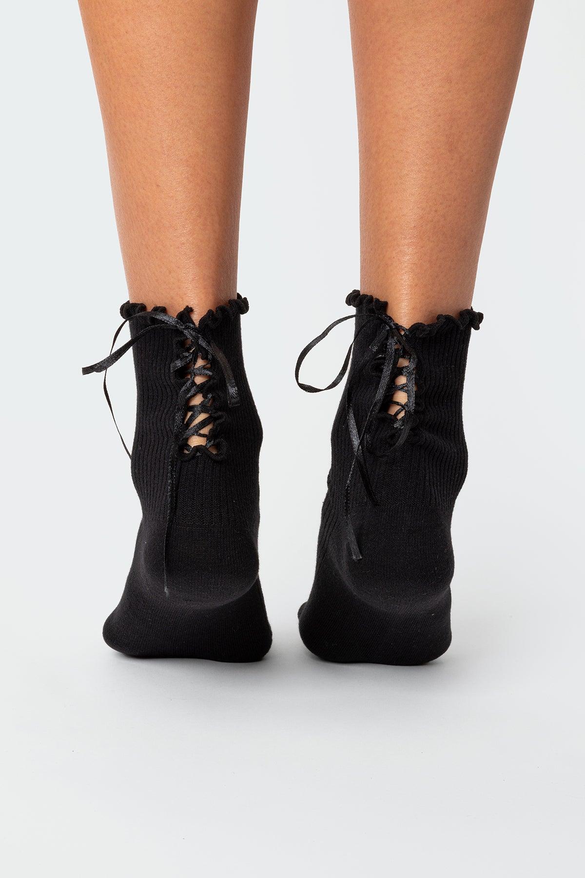 Lace Up Frilled Socks Product Image