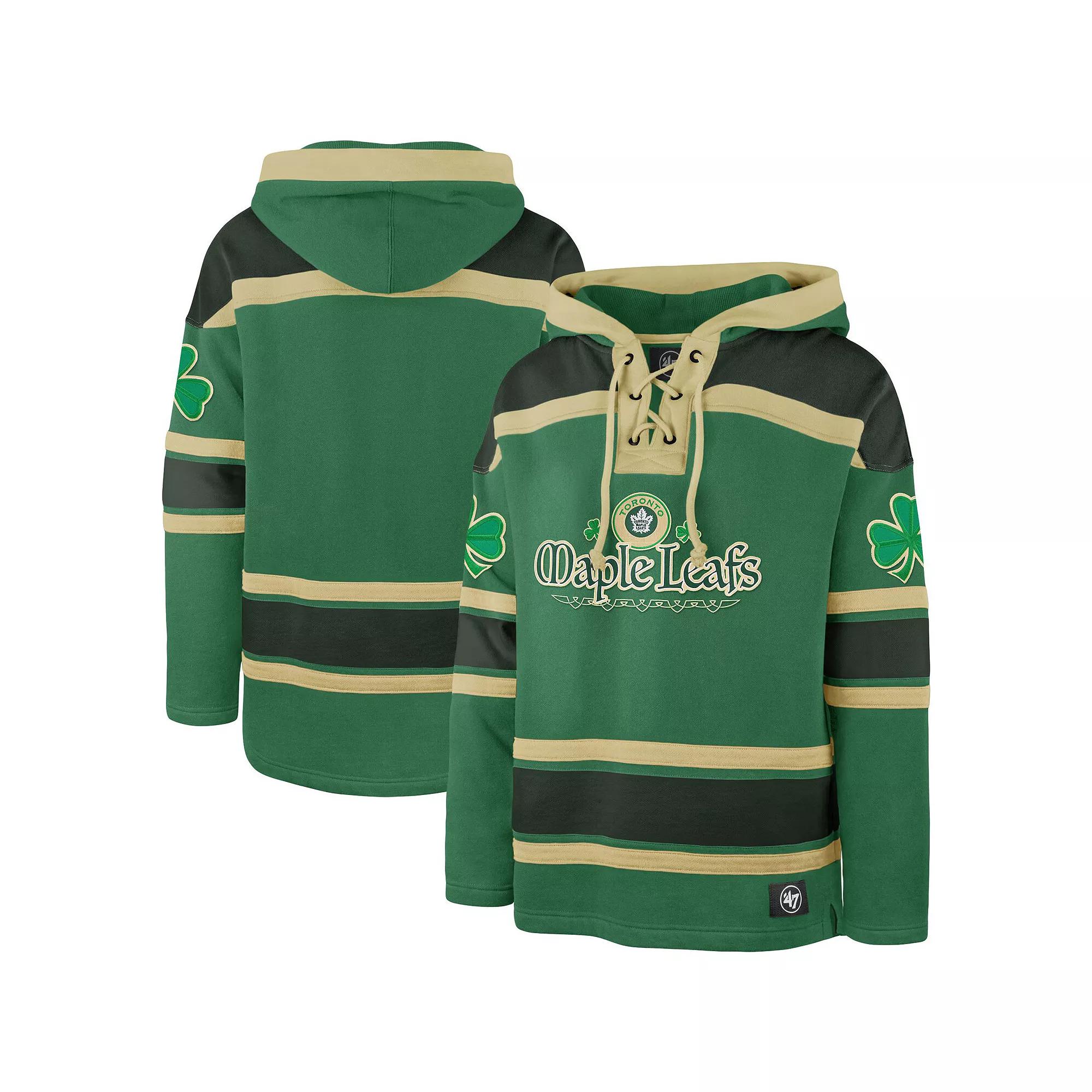Men's '47 Kelly Green Toronto Maple Leafs St. Patrick's Day McLucky Superior Lacer Pullover Hoodie,  Product Image