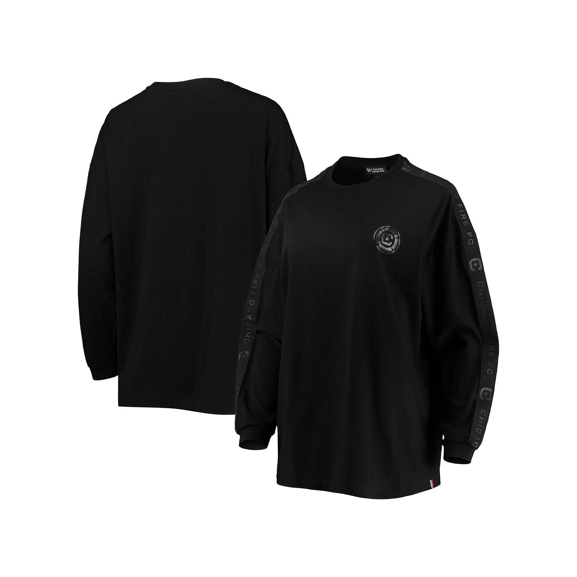 Women's The Wild Collective Black Chicago Fire Tri-Blend Long Sleeve T-Shirt, Size: Large, Cfs Black Product Image