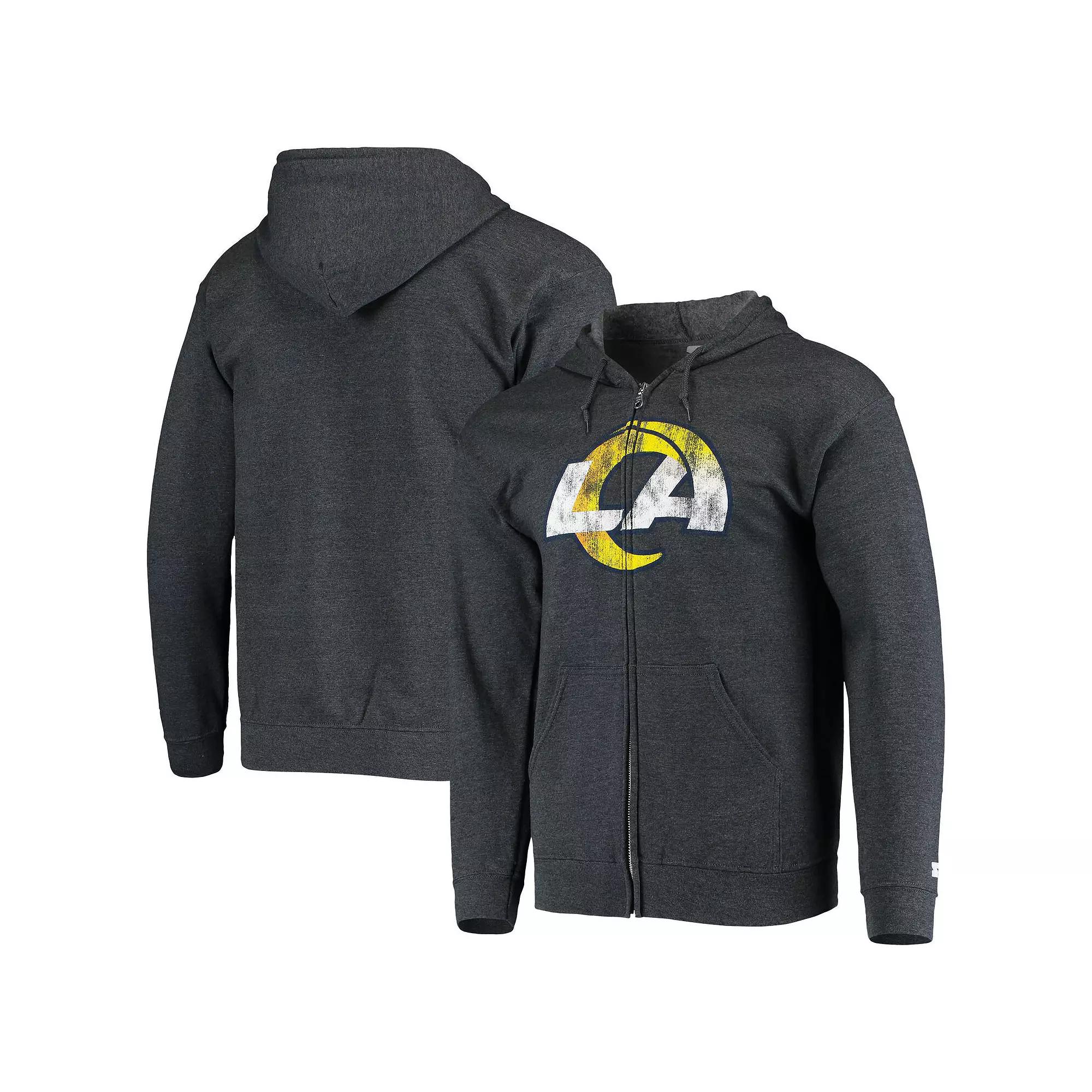 Men's Starter Charcoal Los Angeles Rams Primary Logo Full-Zip Hoodie, Size: Large Product Image