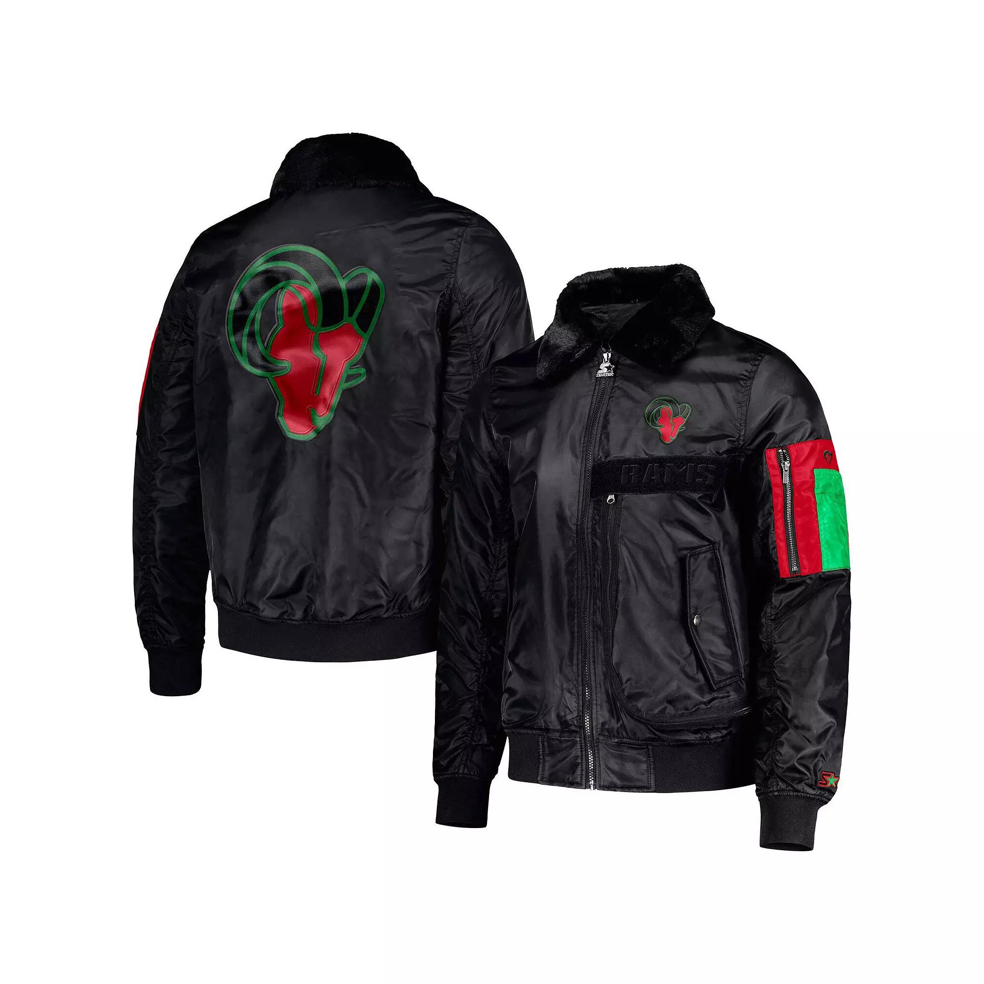 Men's Starter x Ty Mopkins Black New York Giants Black History Month Satin Full-Zip Jacket,  Product Image