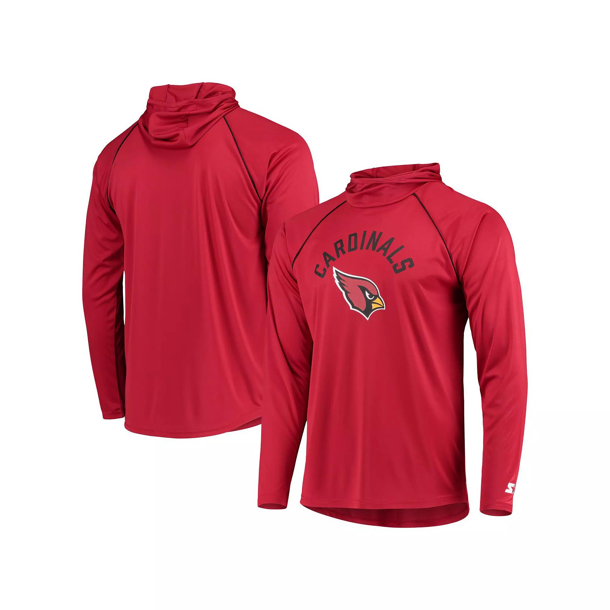 Men's Starter Cardinal Arizona Cardinals Raglan Long Sleeve Hoodie T-Shirt,  Product Image