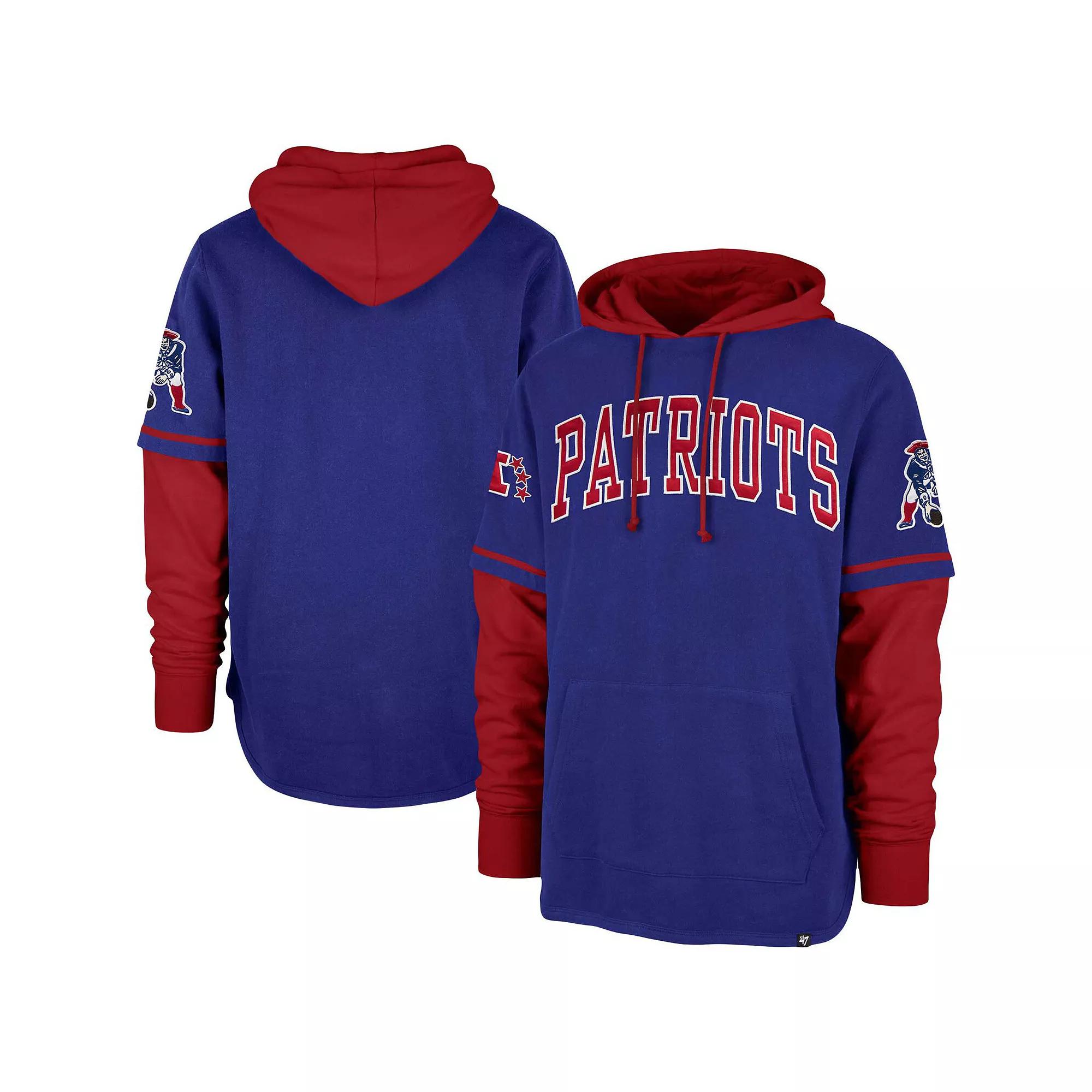 Men's '47 Royal New England Patriots Shortstop Pullover Hoodie, Size: Small, Blue Product Image