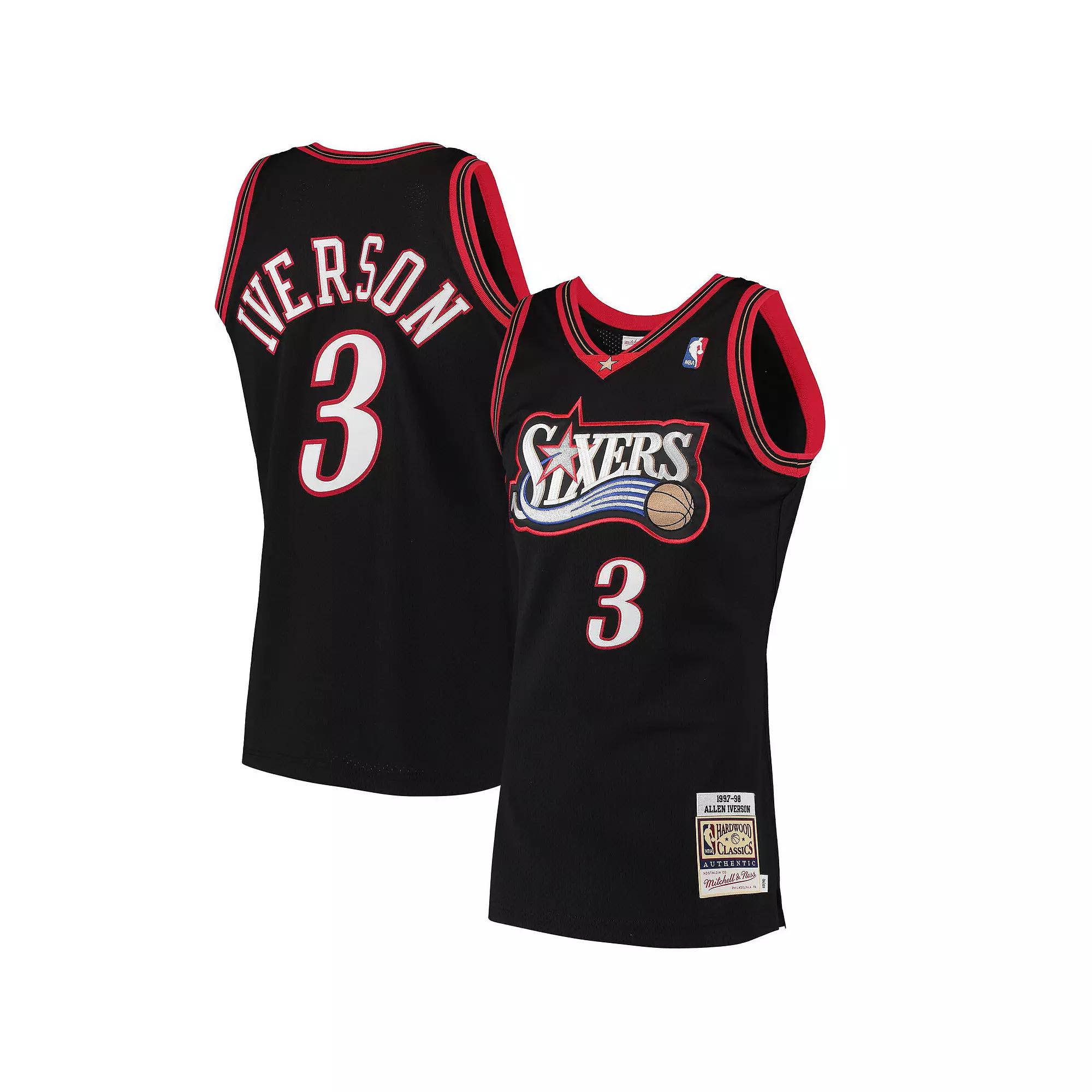 Men's Mitchell & Ness Allen Iverson Black Philadelphia 76ers 1997 Hardwood Classics Authentic Jersey,  Product Image