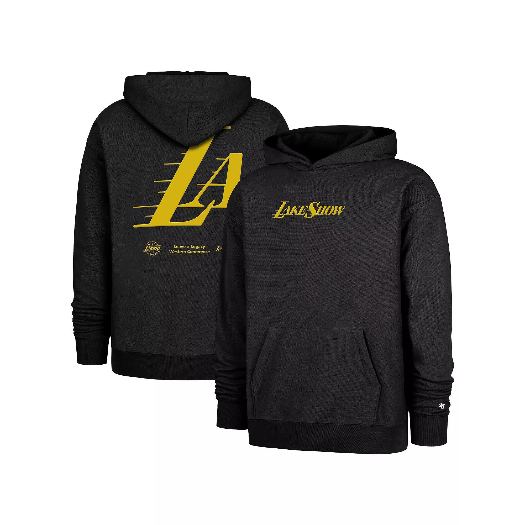 Men's '47  Black Los Angeles Lakers 2024/25 City Edition Double Crossover Foundation Pullover Hoodie, Size: Medium Product Image