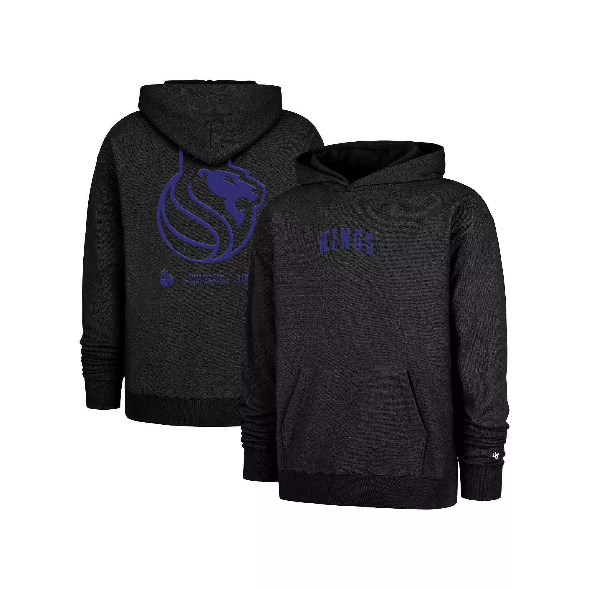 Men's '47  Black Sacramento Kings 2024/25 City Edition Double Crossover Foundation Pullover Hoodie, Size: Small, Kng Black Product Image