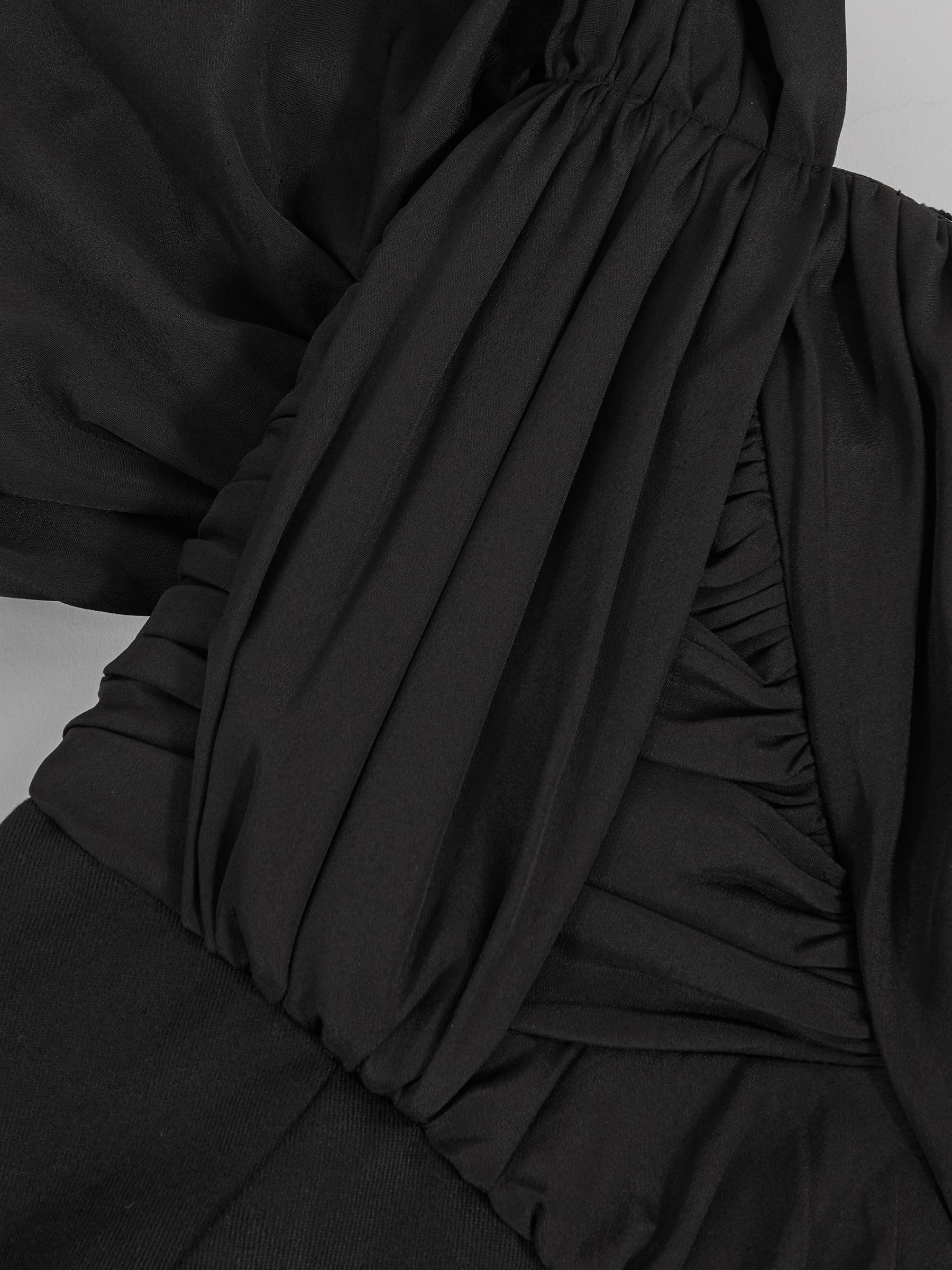 Bardot Sculpted Bodice Midi Dress With Linen in Black Product Image