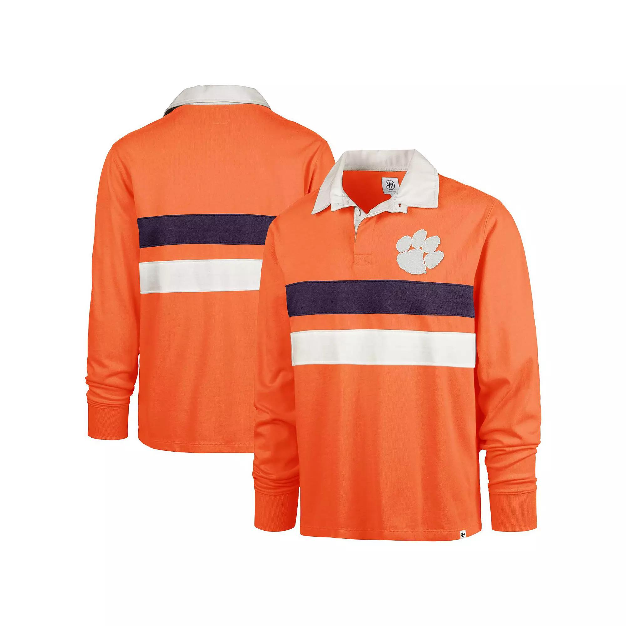 Men's '47 Orange Clemson Tigers Clubhouse Knox Thames Rugby Long Sleeve Polo,  Product Image