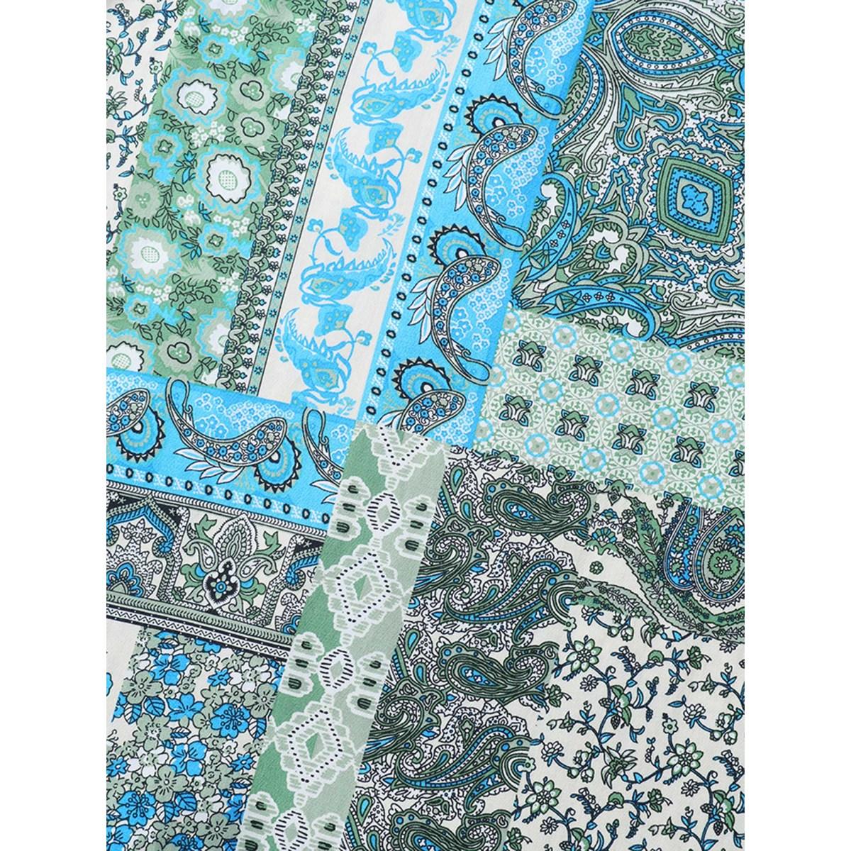 Plus Size Boho Print Halter Neck Pockets Midi Dress Multicolor Women Tie knot Round Neck Sleeveless Curvy BloomChic 14-16/1X Product Image