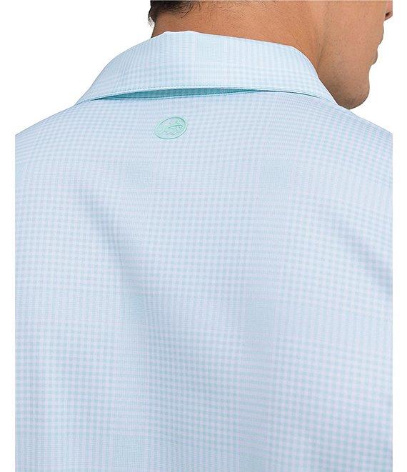Southern Tide Driver Coral Key Plaid Printed Short Sleeve Polo Shirt Product Image