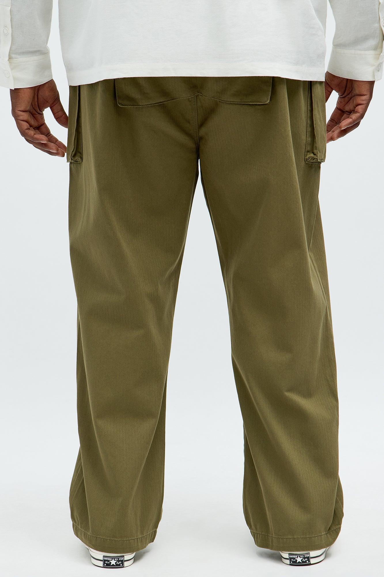 On Some Lowkey Baggy Pants  - Olive Product Image