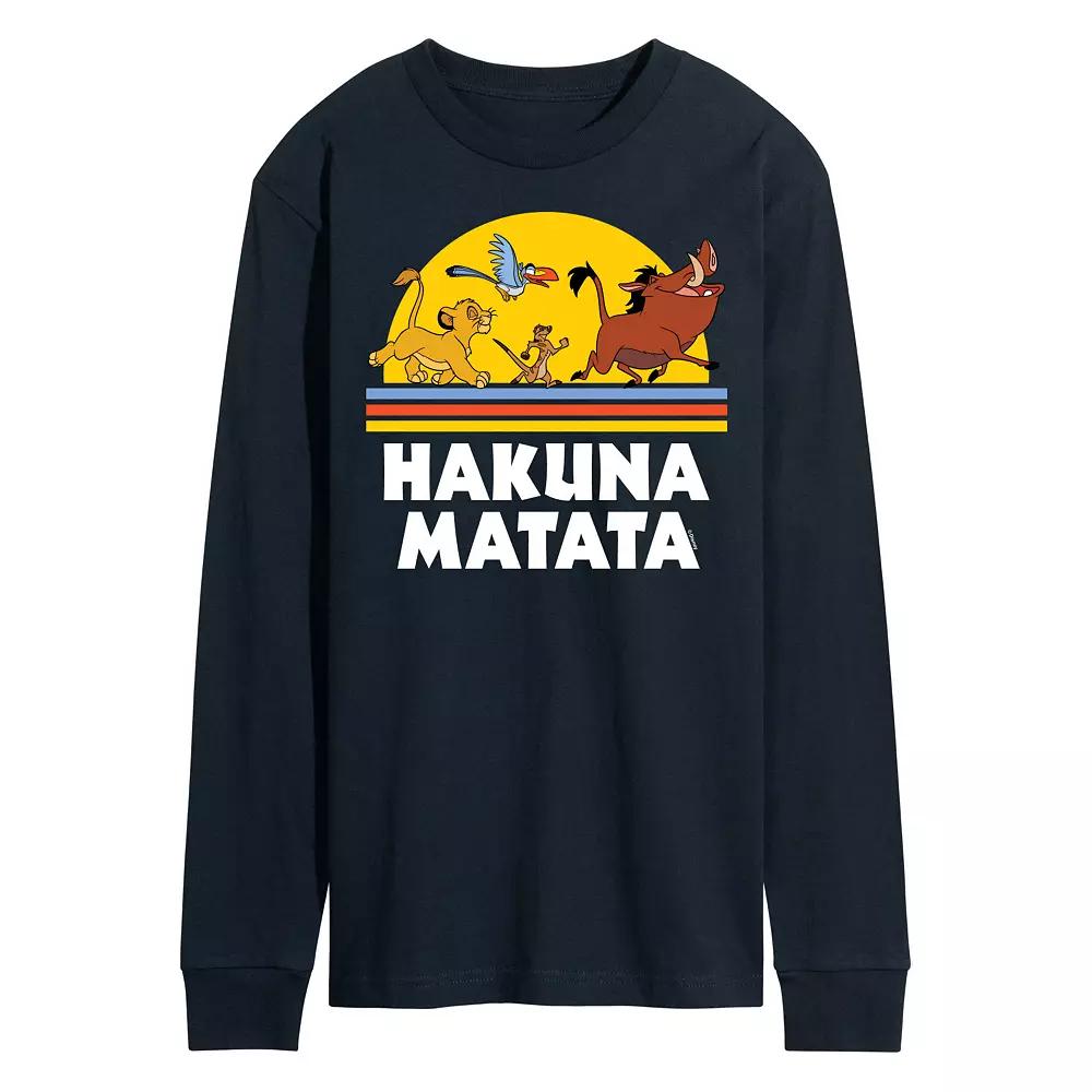 Disney's The Lion King Men's Hakuna Matata Sunset Long Sleeve Graphic Tee,  Product Image