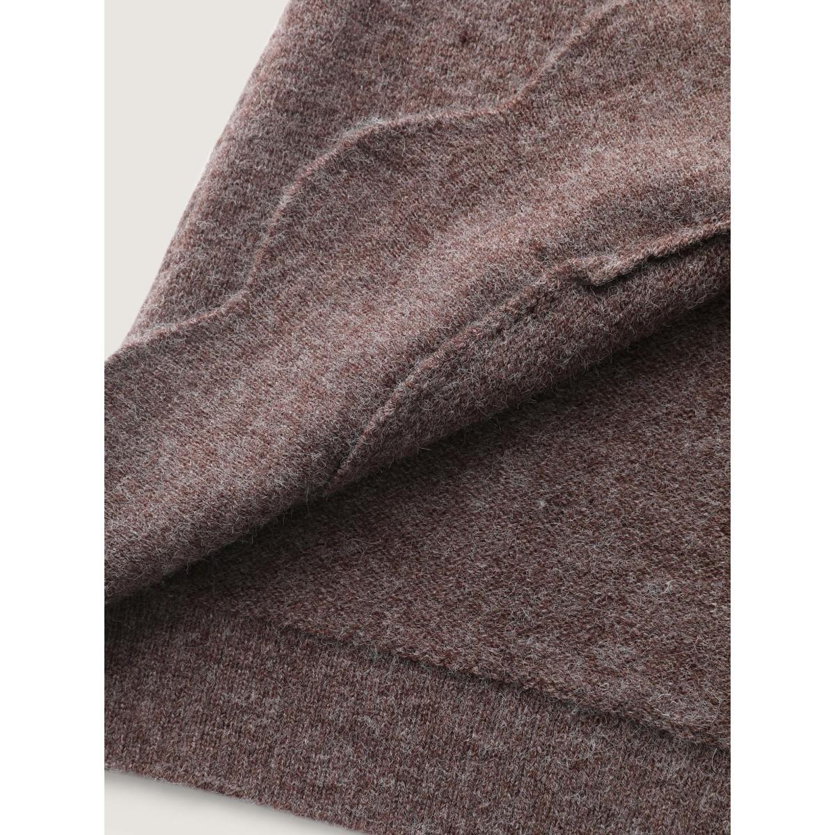 Plus Size Wavy Arc Hem Tie-Front Knit Cardigan Browncoffeecolor Women Leisure Loose Long Sleeve Casual Cardigans BloomChic 14-16/1X Product Image