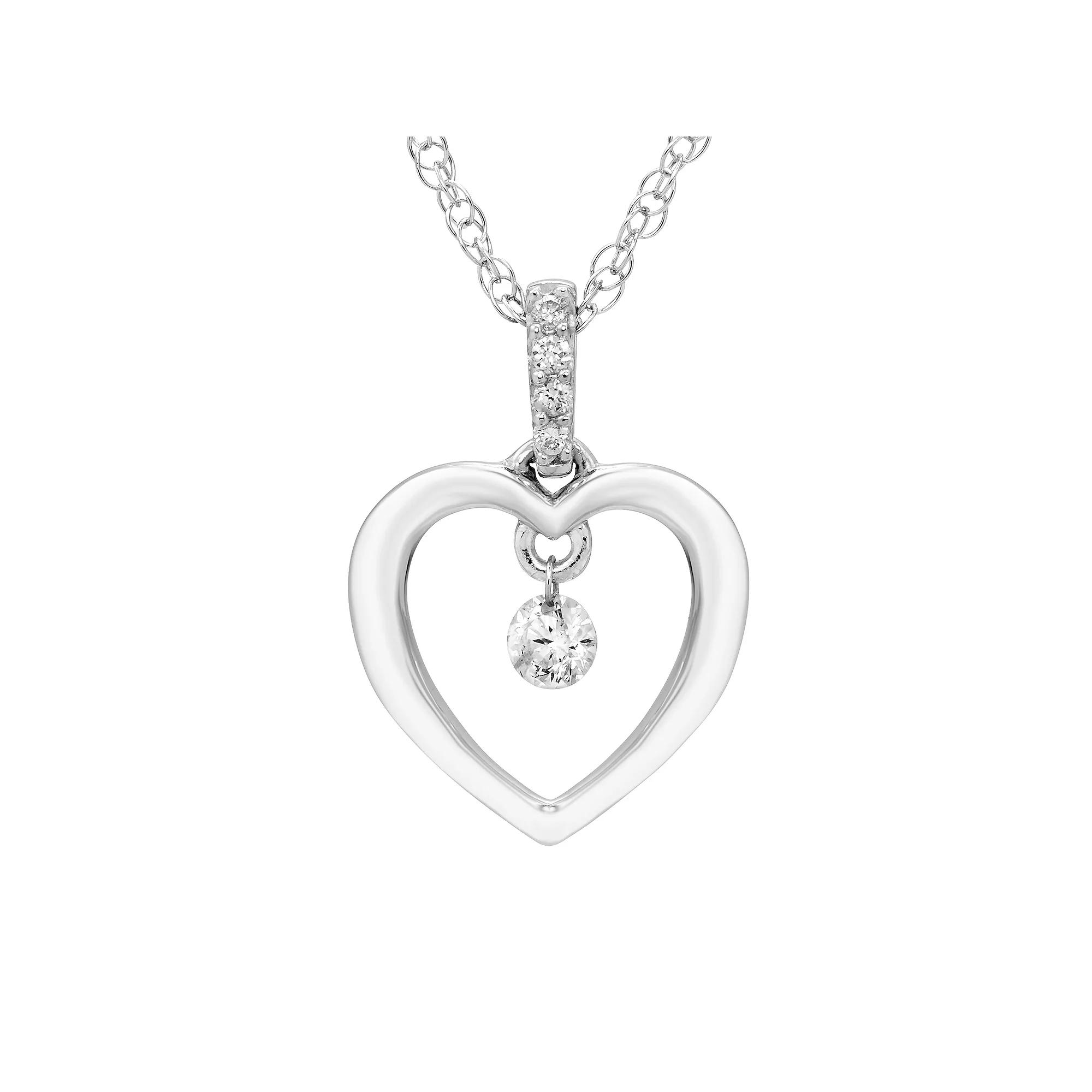 Boston Bay Diamonds Sterling Silver 1/10 Carat T.W. Dancing Diamond Heart Pendant Necklace, Women's,  Product Image