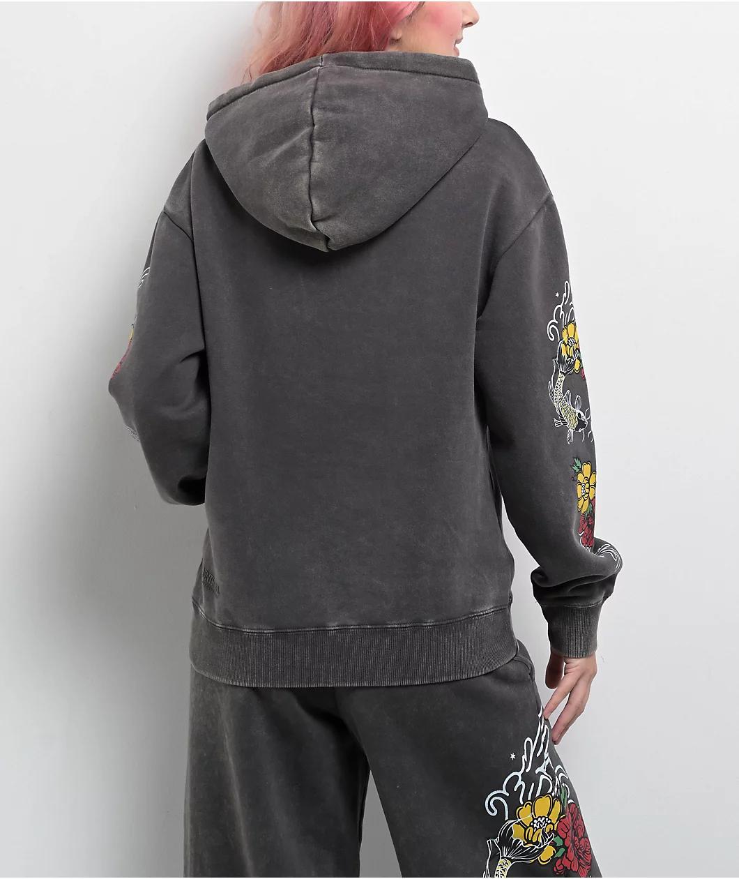 Ninth Hall Fundamentals Rosso Black Mineral Wash Hoodie Product Image