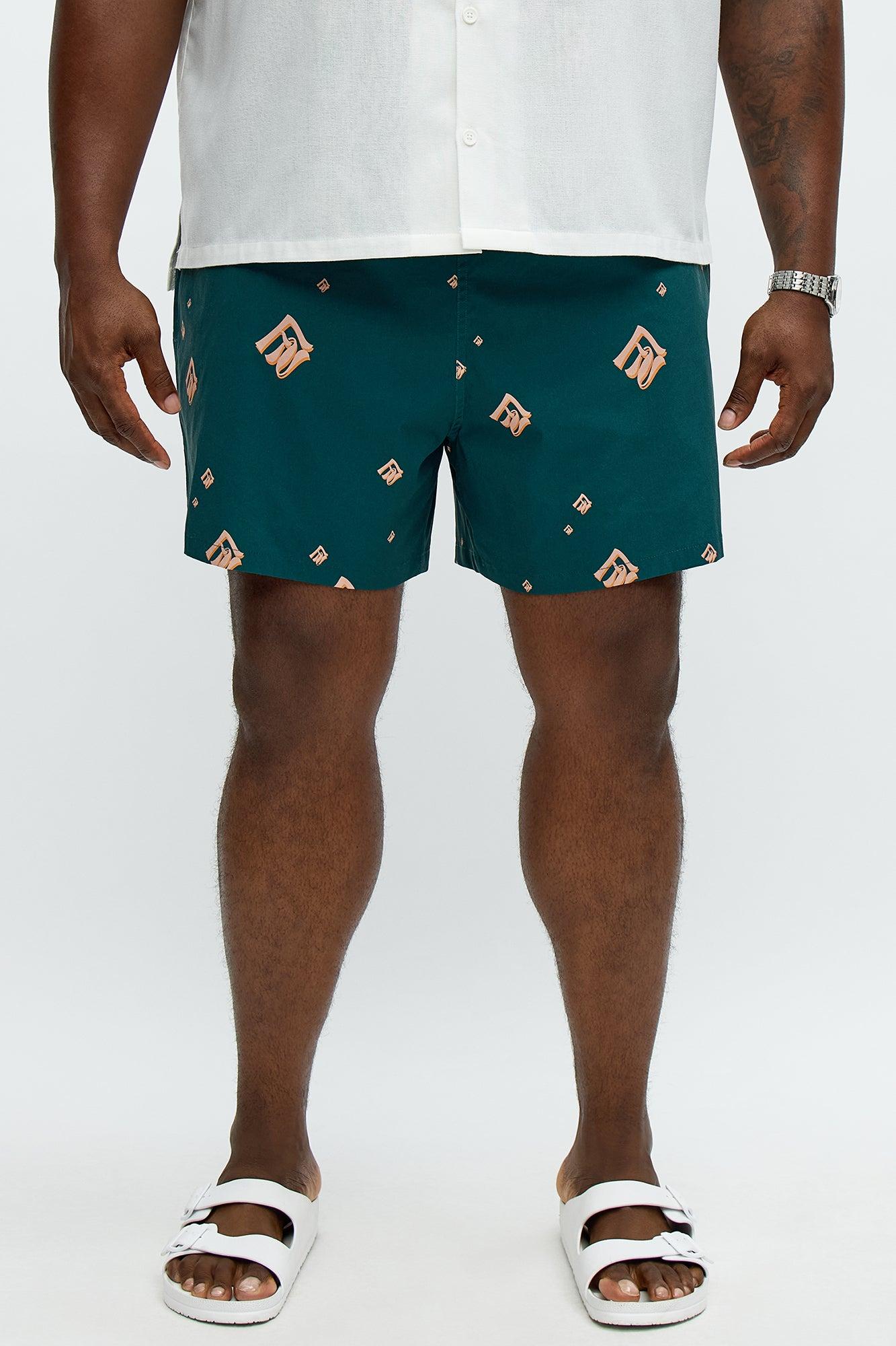 Chateau Luxe Printed Swim Mid Trunk - Teal/combo Male Product Image