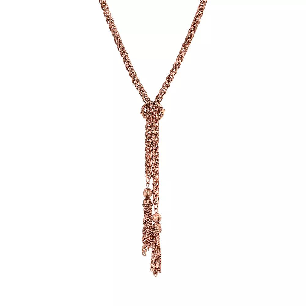 1928 Copper Tone Tassel Y-Necklace, Women's, Brown Product Image