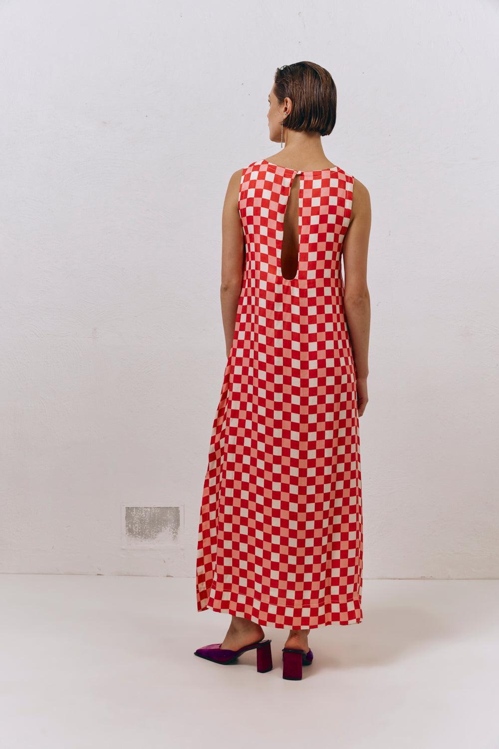 Sacha Smock Midi Dress Check Product Image