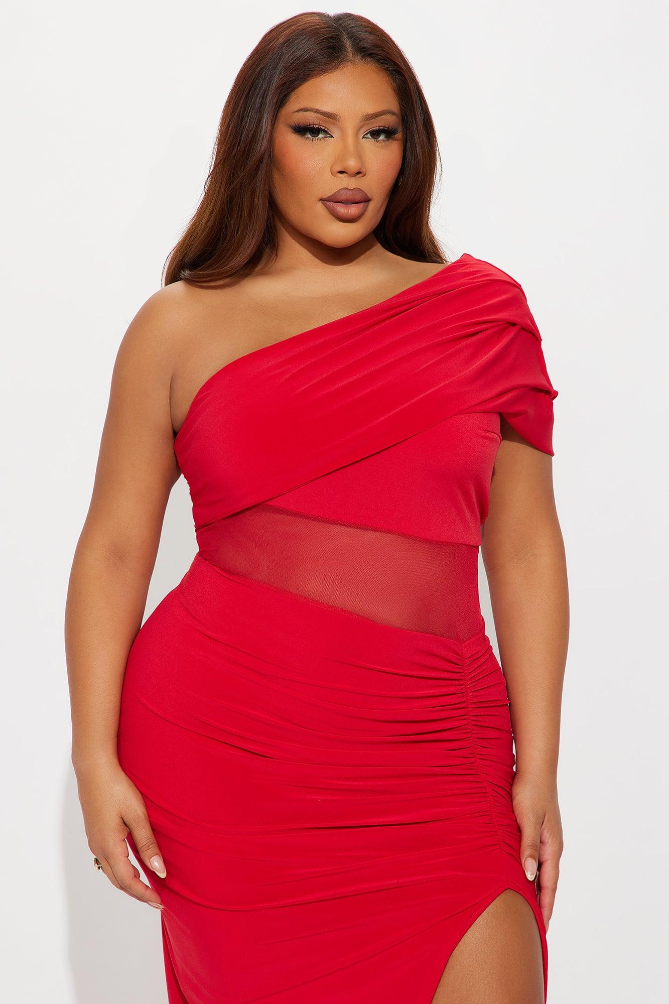Over It One Shoulder Maxi Dress - Red Female Product Image