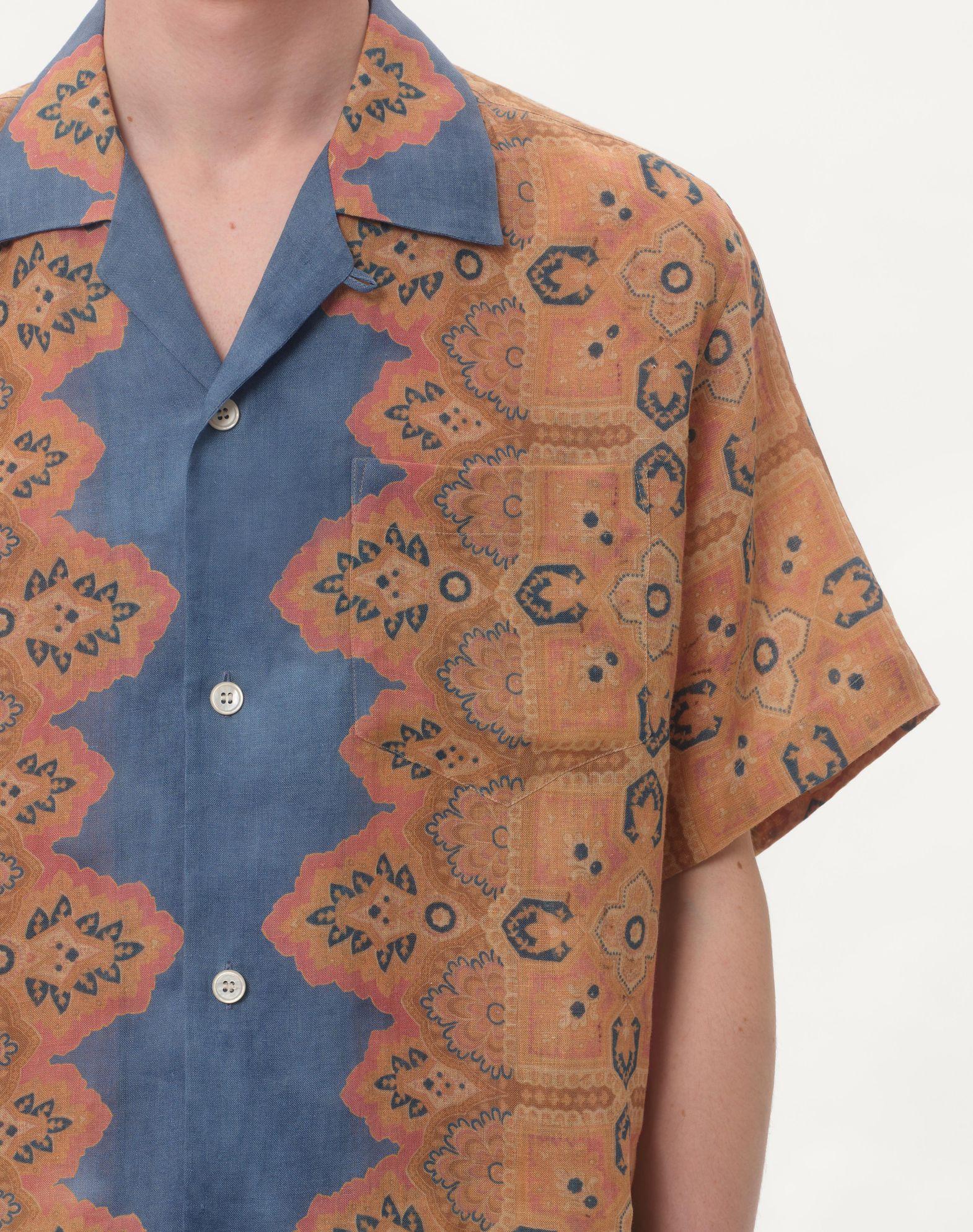 Linen Bowling Shirt With Voyage Imaginaire Print Product Image