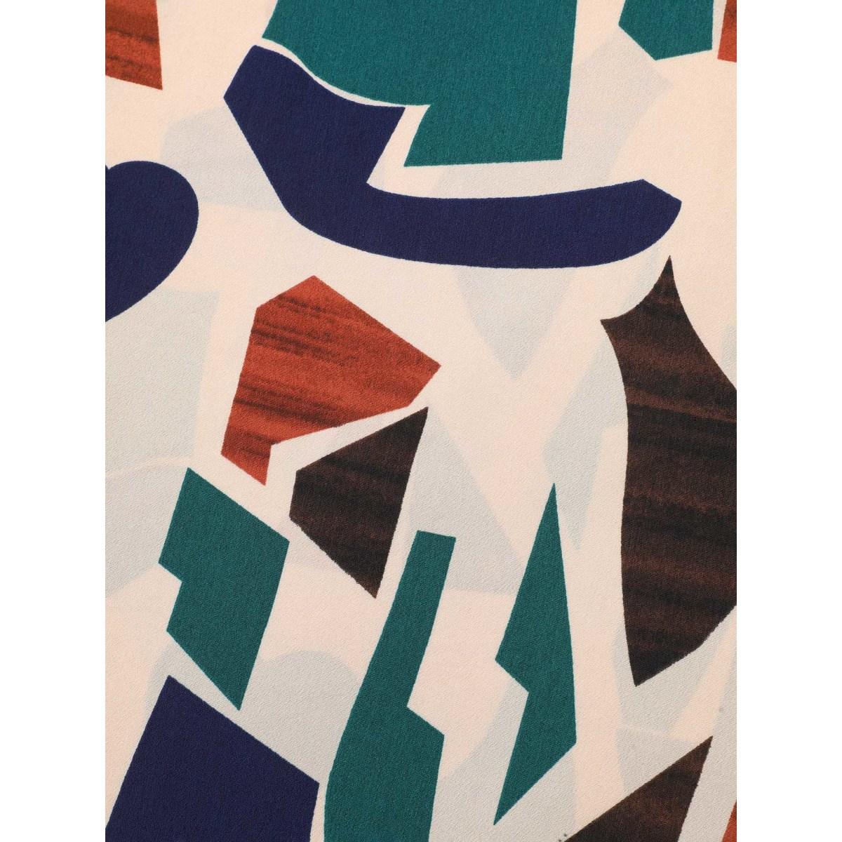 Plus Size Apricot Abstract Print Round Neck Half Sleeve Shirt Women Resort Short sleeve Round Neck Vacation Blouses BloomChic 28/5X Product Image