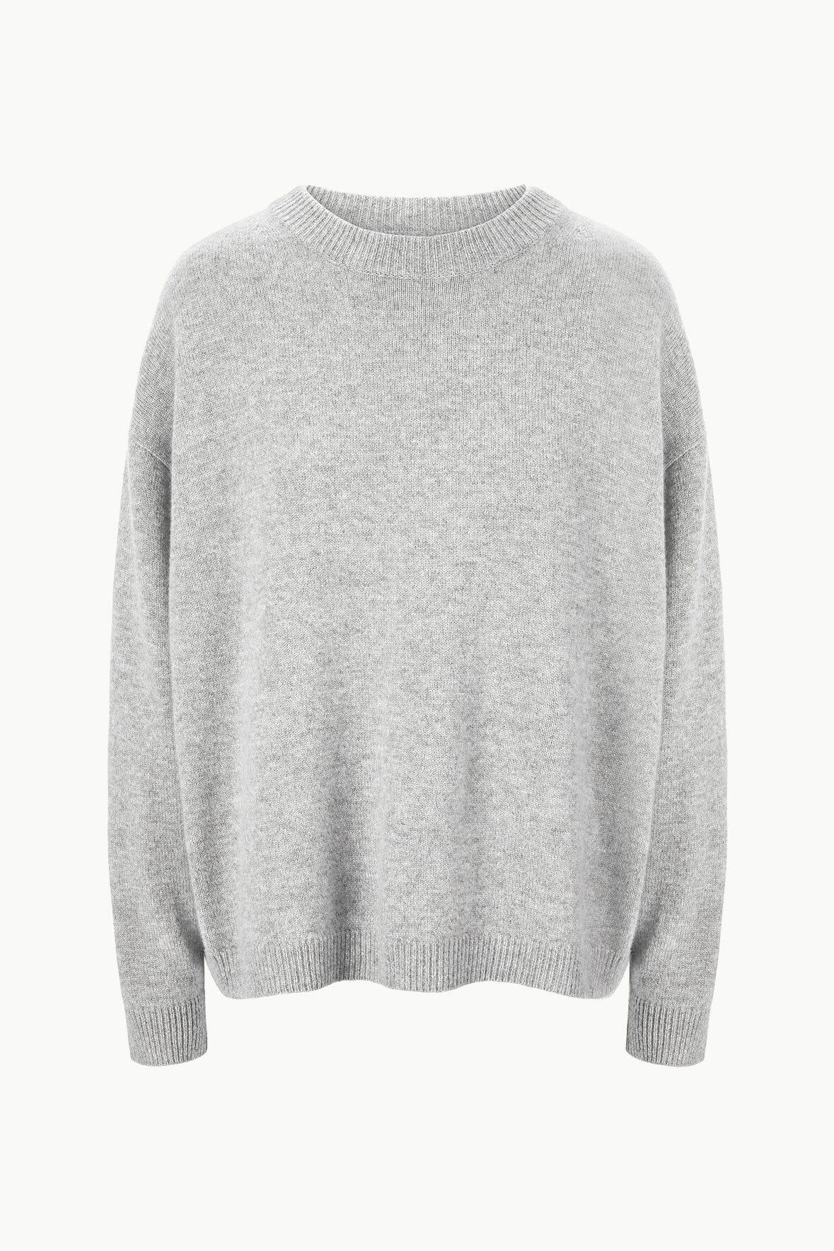 SERRANO CASHMERE RELAXED CREW | HEATHER GREY Product Image