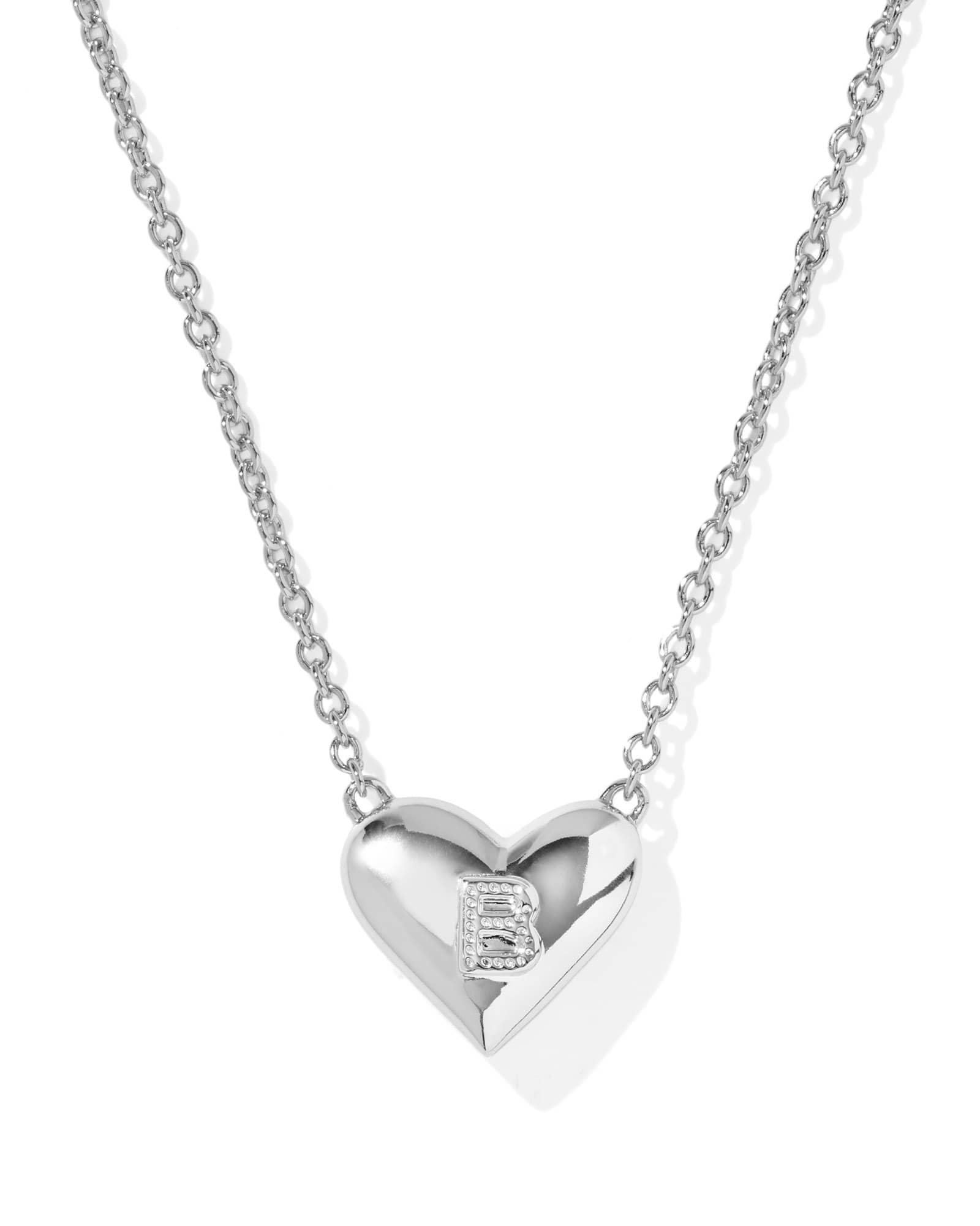 Ari Heart Letter B Silver Short Pendant Necklace Product Image