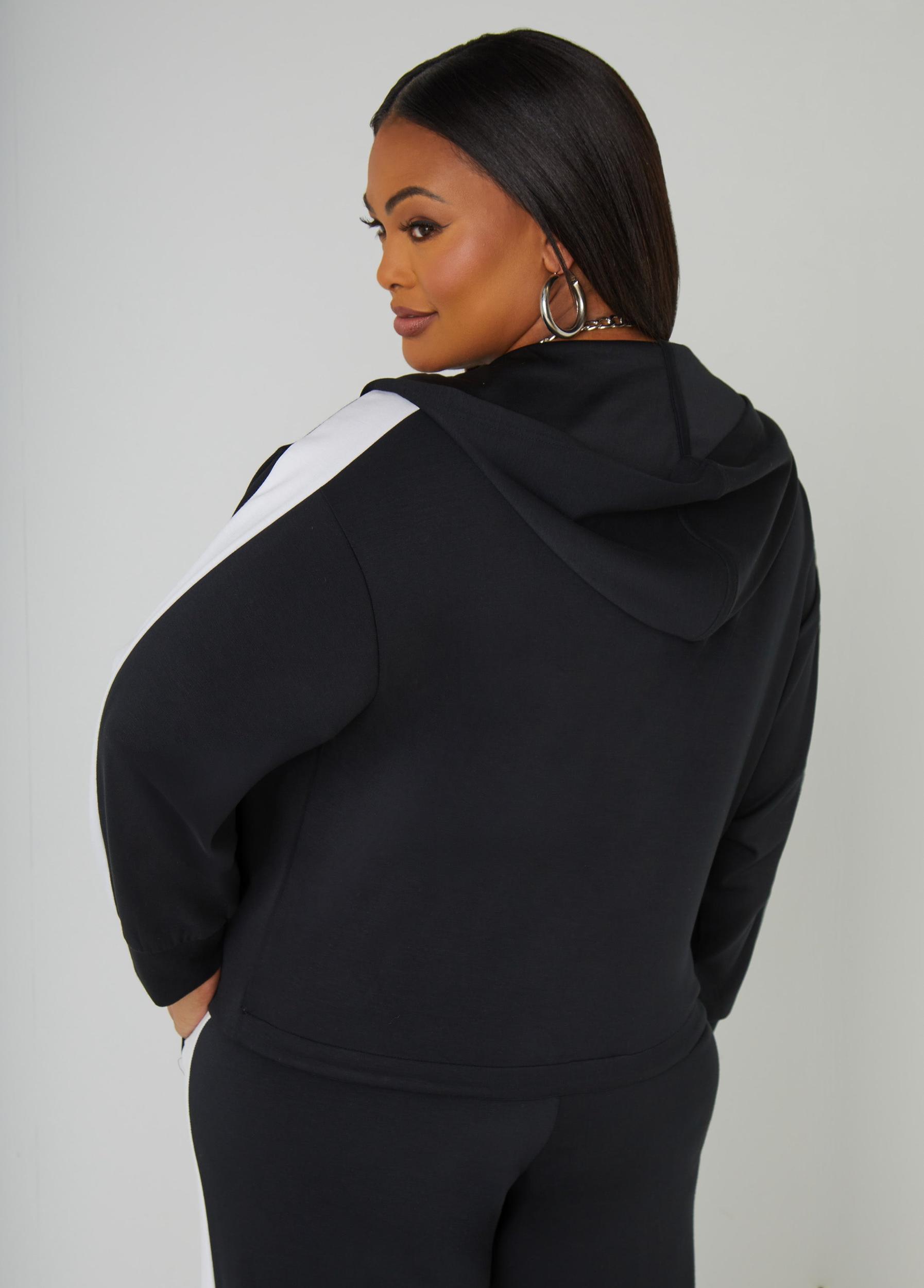 Plus Size Hooded Faux Wrap Top Ashley Stewart Product Image