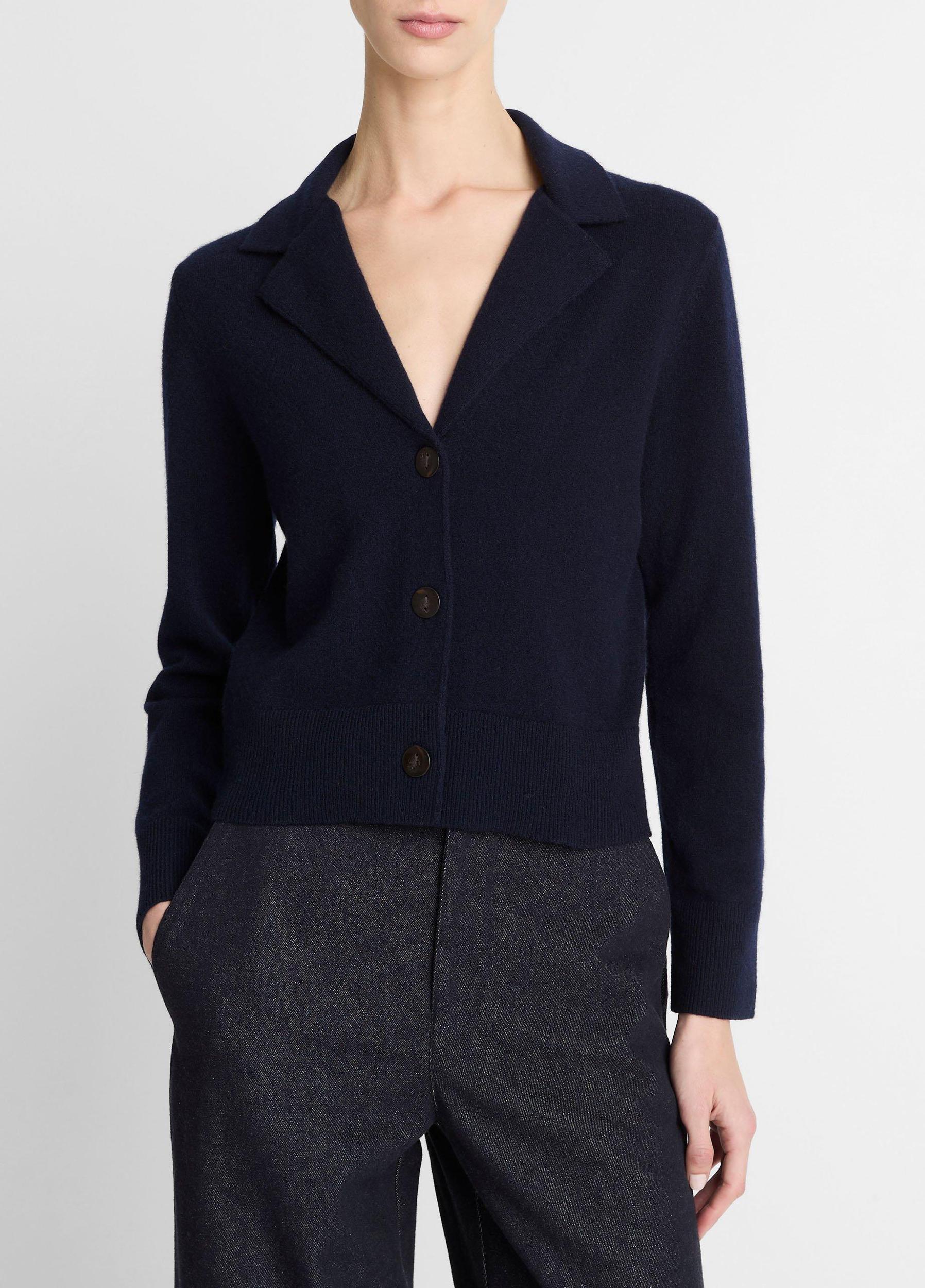 Wool & Cashmere-Blend Lapel Cardigan Product Image
