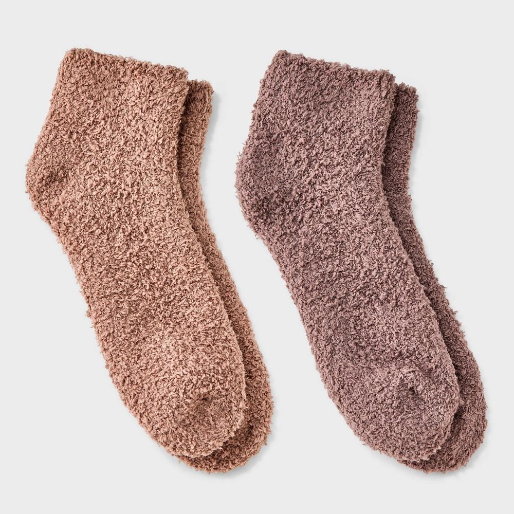 Women's Solid 2pk Cozy Ankle Socks - Auden™ Mint/Ivory 4-10: Recycled Polyester, Spandex, Knit, Tagless, Machine Washable Product Image