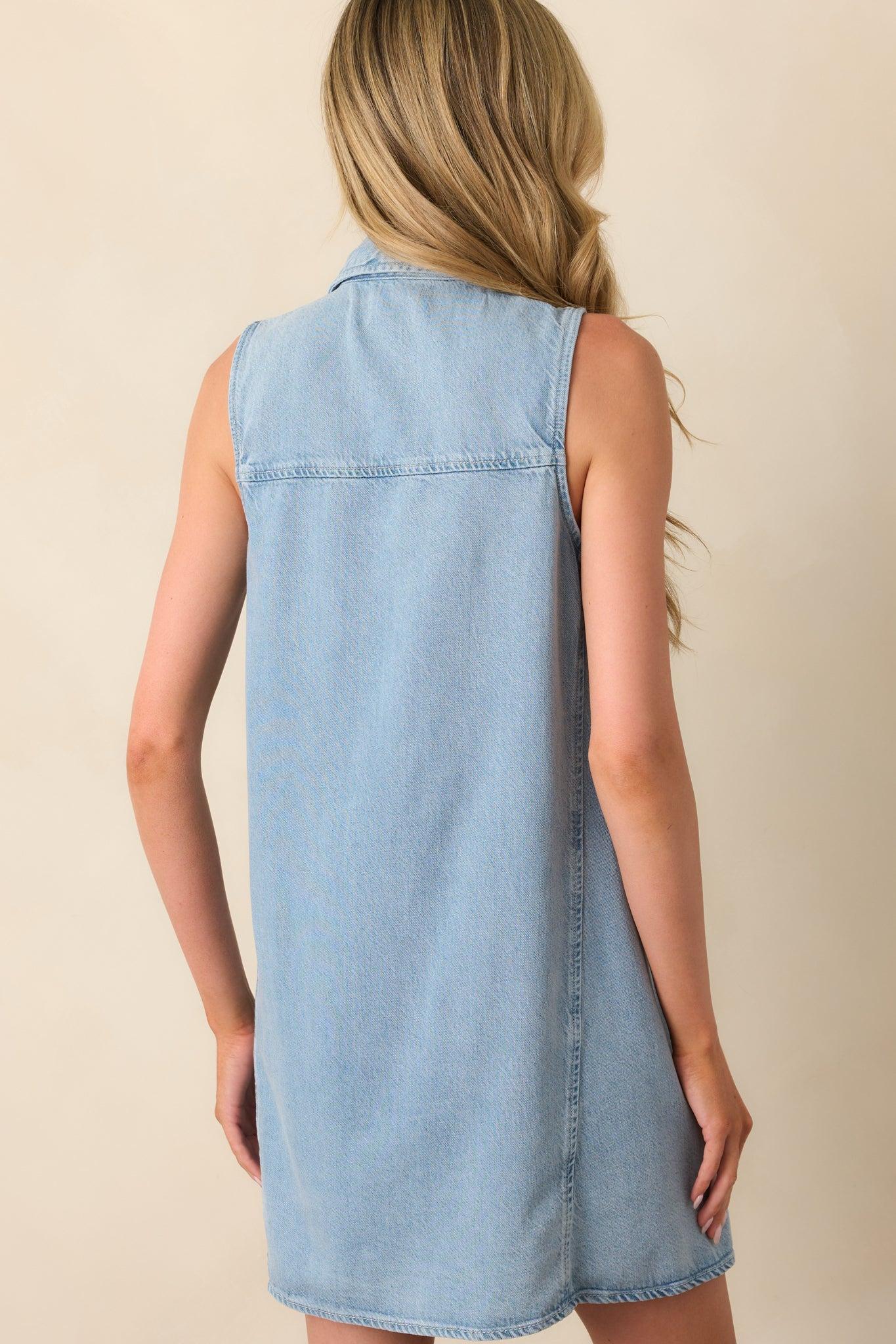 Z Supply Light Wash Cotton New Light Denim Mini Dress Product Image