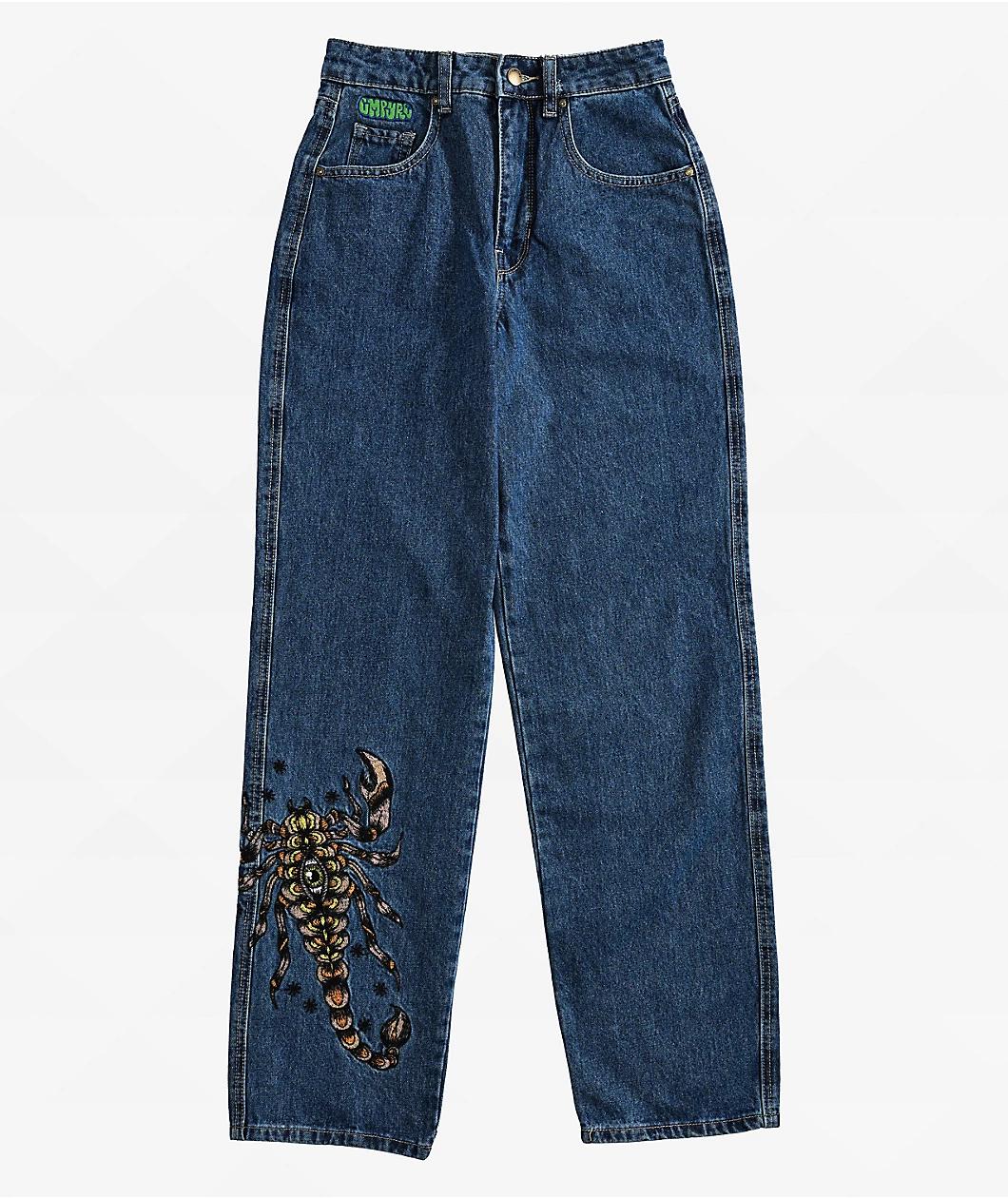Empyre Tori Scorpion Embroidery Blue Skate Jeans Product Image