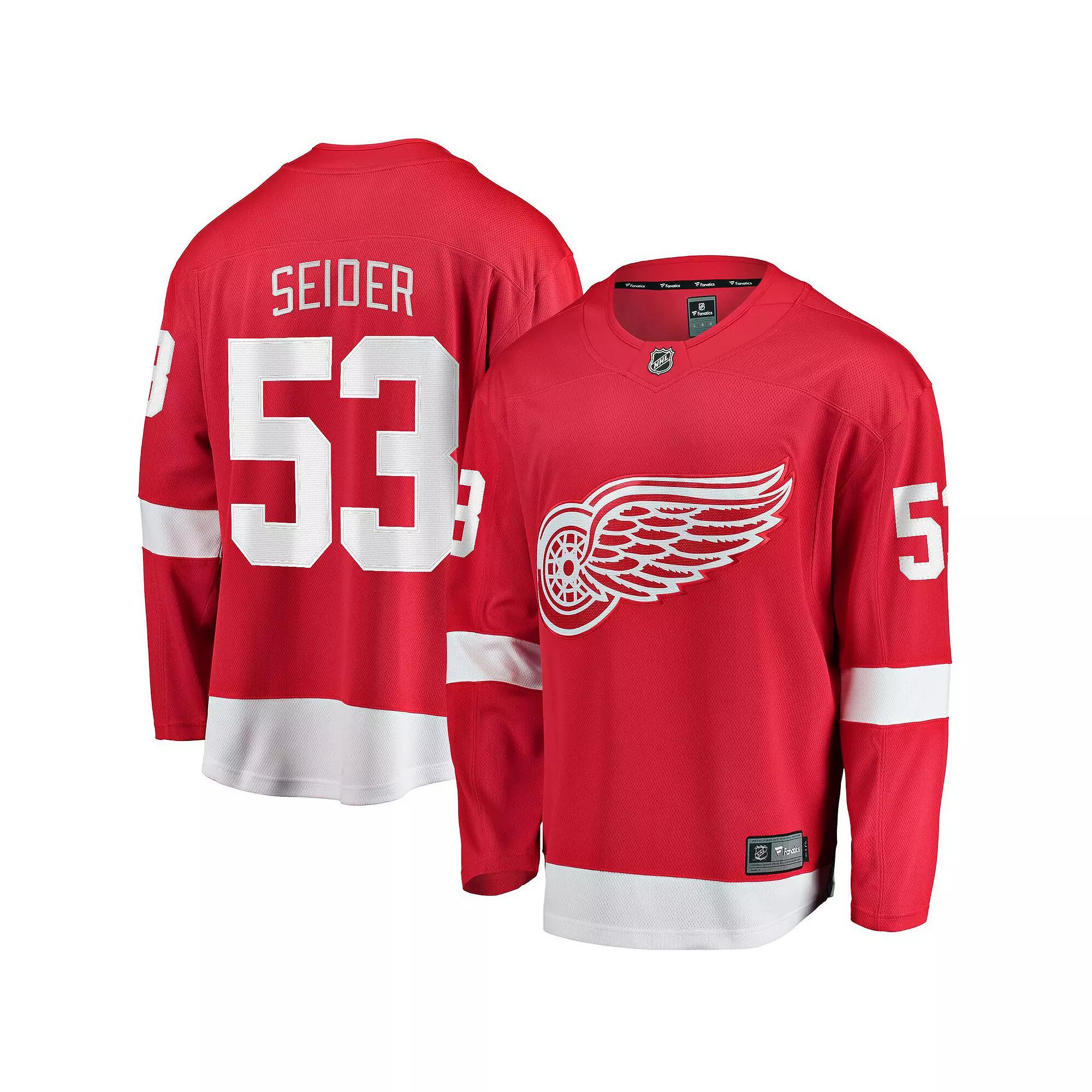 Men's Fanatics Branded Moritz Seider Red Detroit Red Wings Home Breakaway Player Jersey,  Product Image