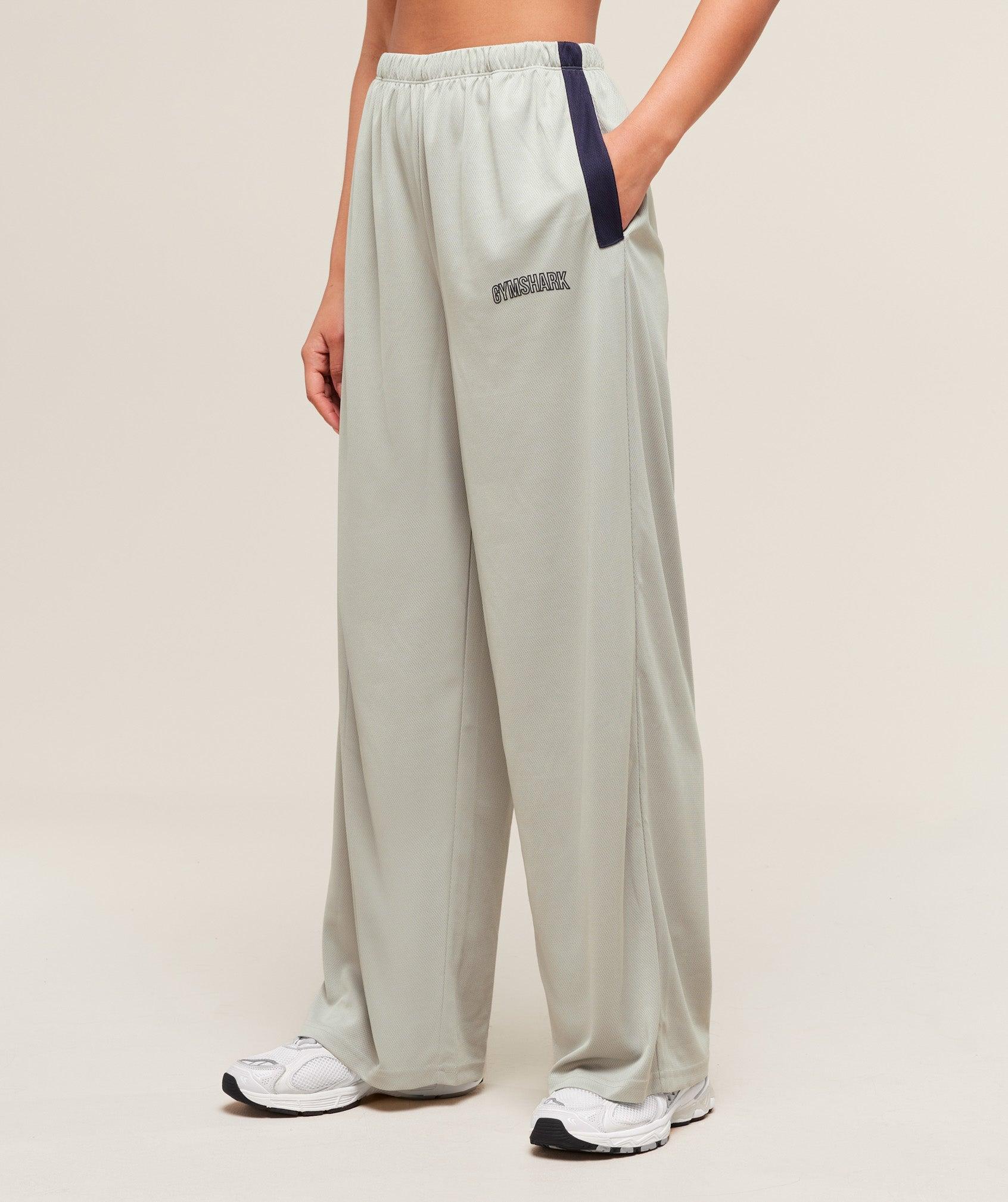 Gymshark Mesh Straight Leg Pants - Stone Grey/Heavy Blue Female Product Image