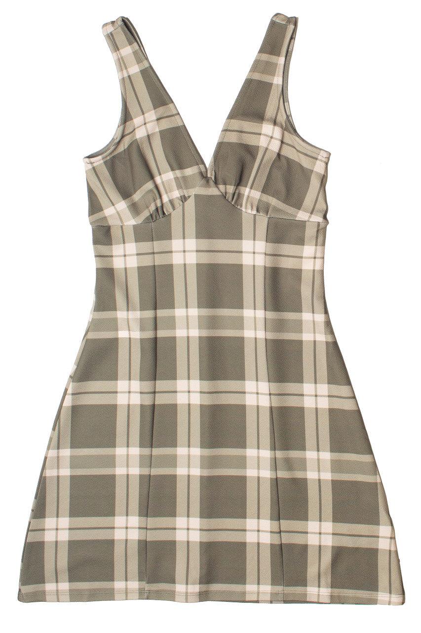 Plunge Neck Plaid Dress Product Image