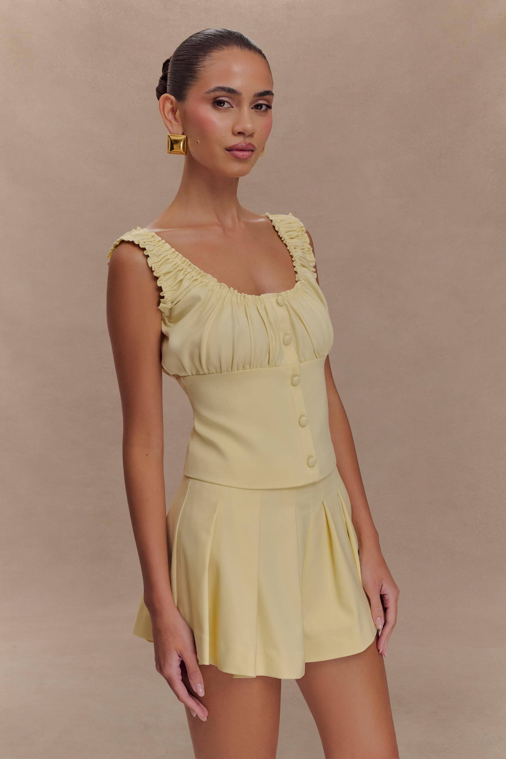 Issy Cotton Shorts - Lemon Product Image