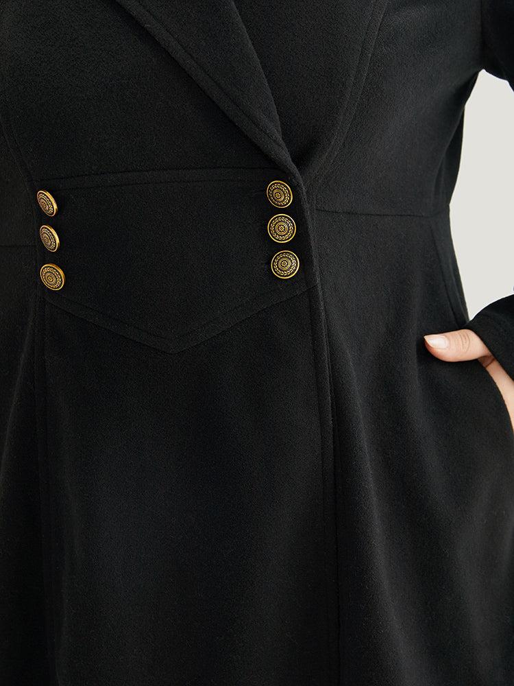 Solid Lapel Collar Double Breasted Coat Female Product Image