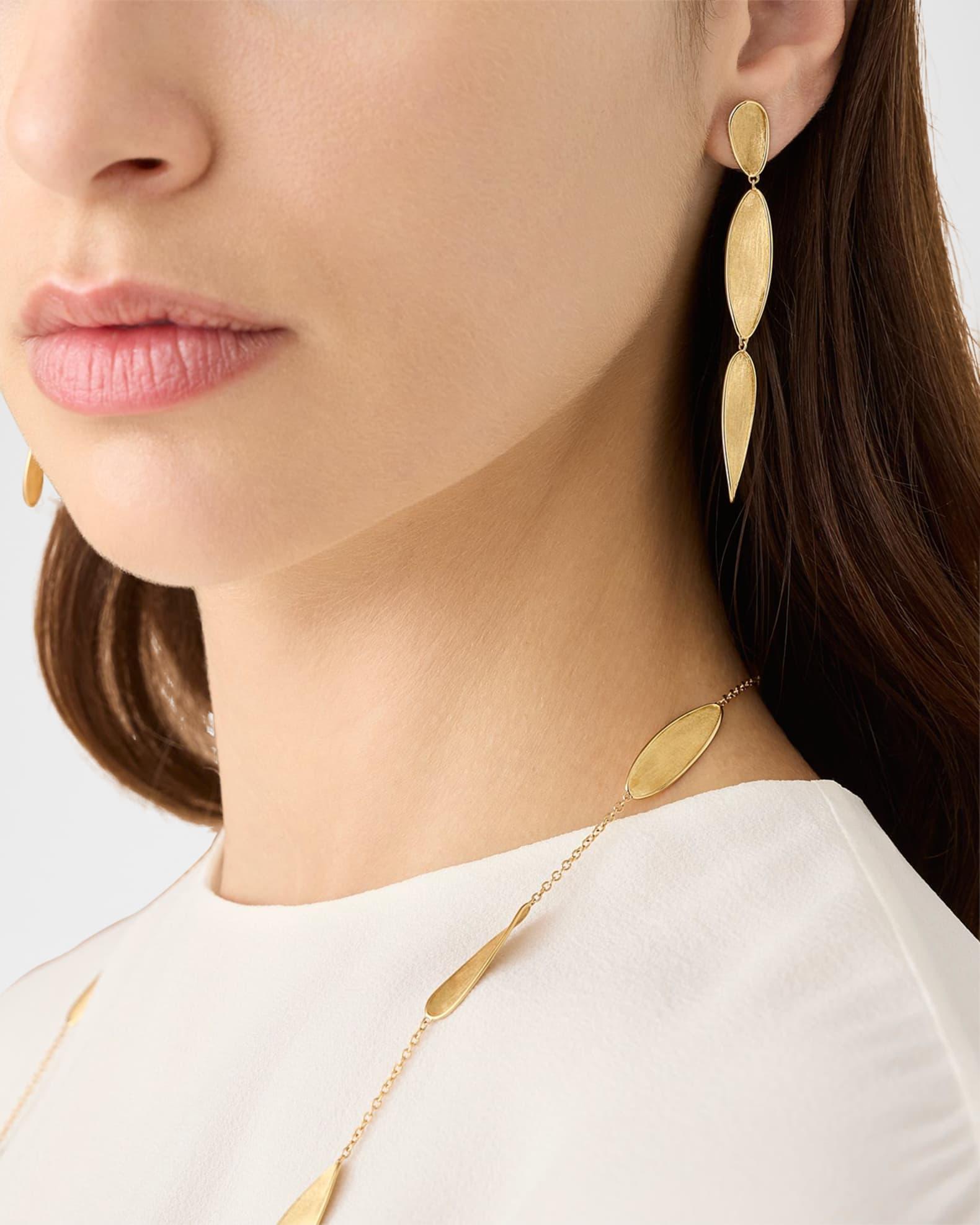 18K Yellow Gold Lunaria Twist Triple Drop Earrings Product Image