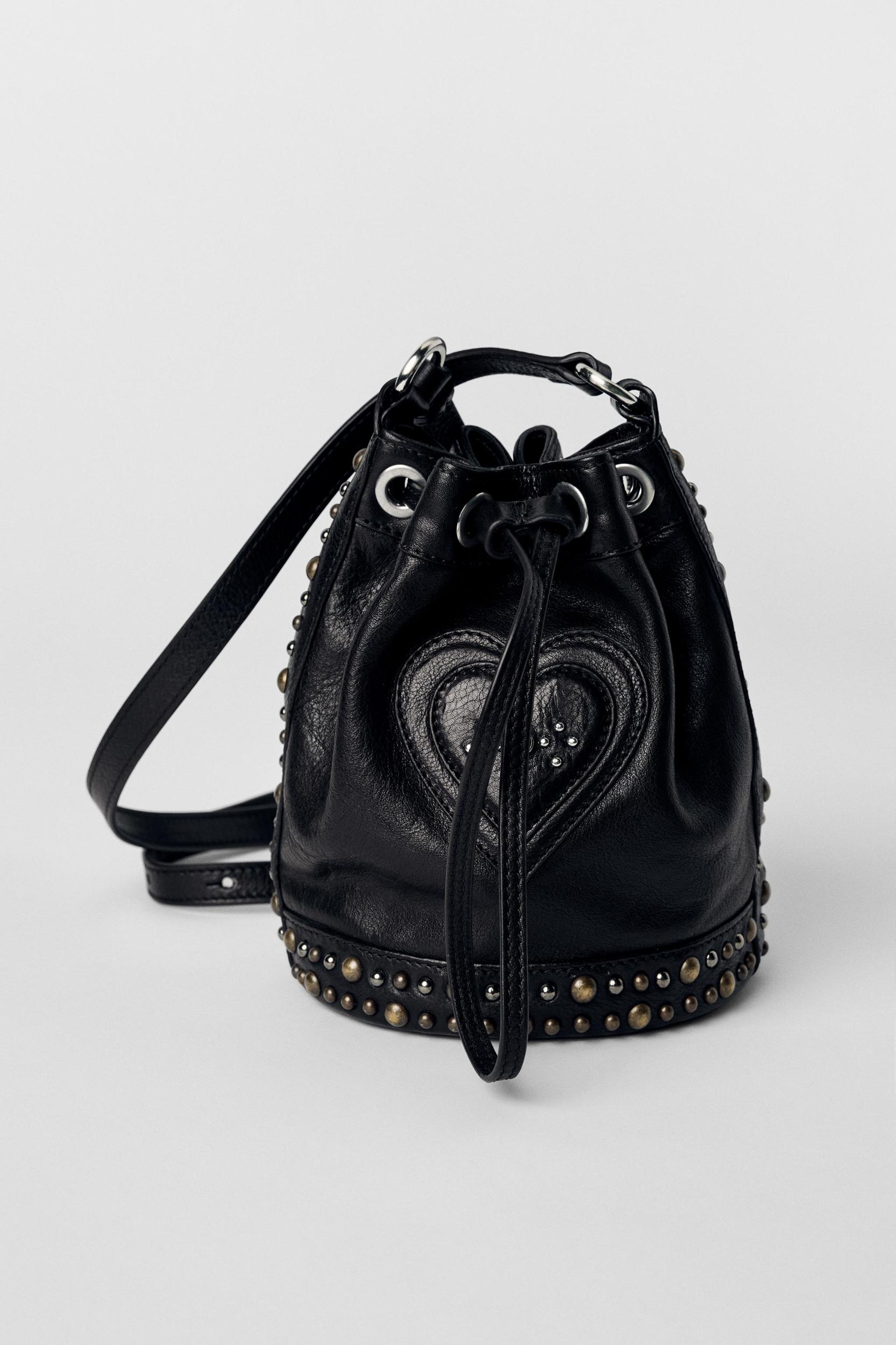 STUDDED RUCHED LEATHER BUCKET BAG KATE MOSS X ZARA Product Image