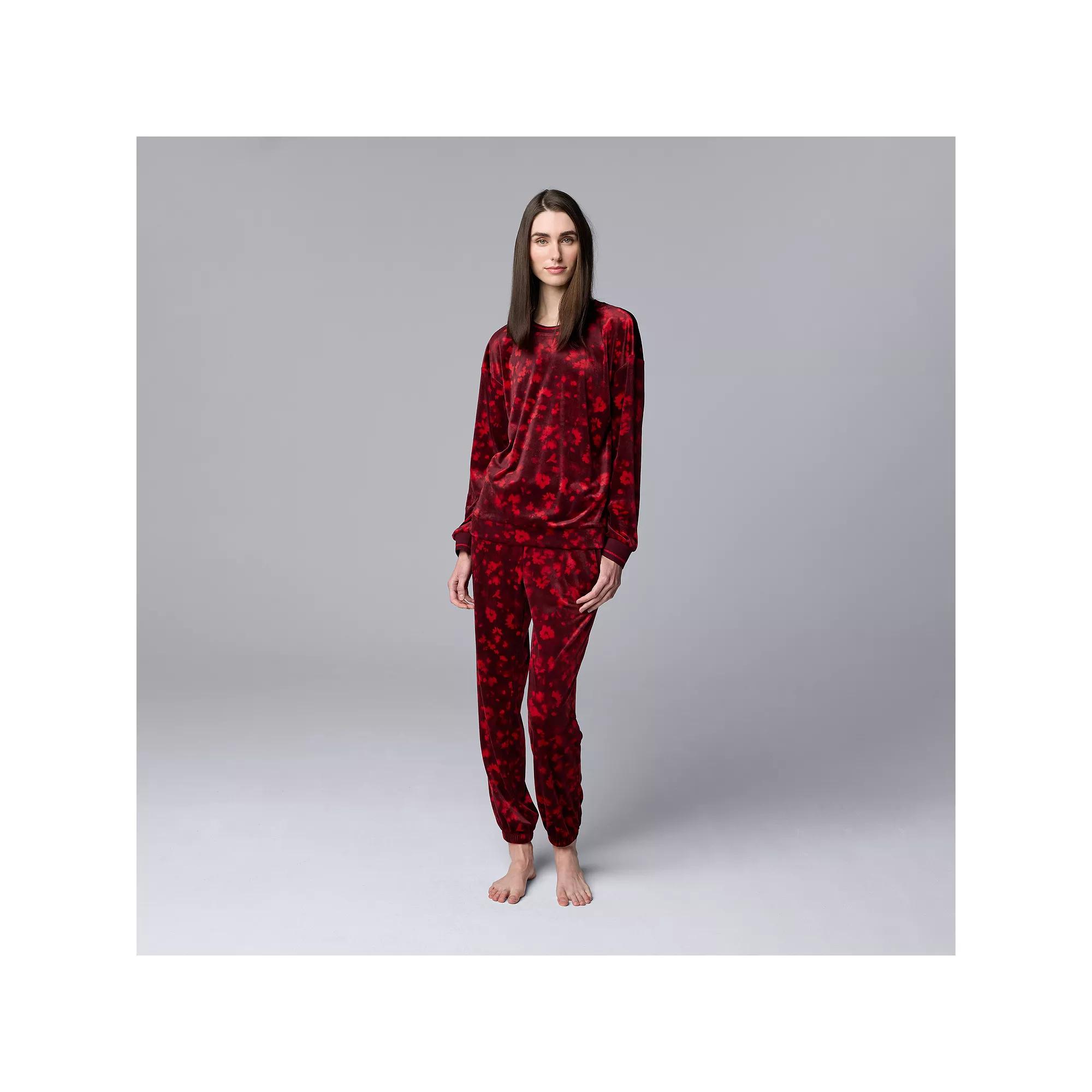 Women's Simply Vera Vera Wang Long Sleeve Pajama Top & Pajama Jogger Set,  Product Image