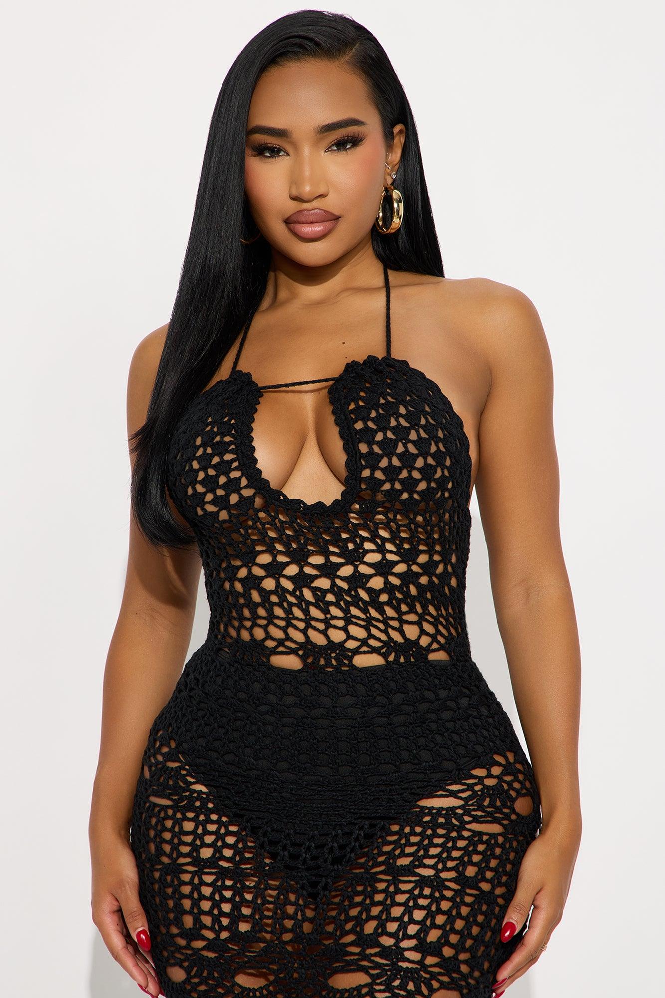 Just Want You Crochet Maxi Dress - Black Female Product Image