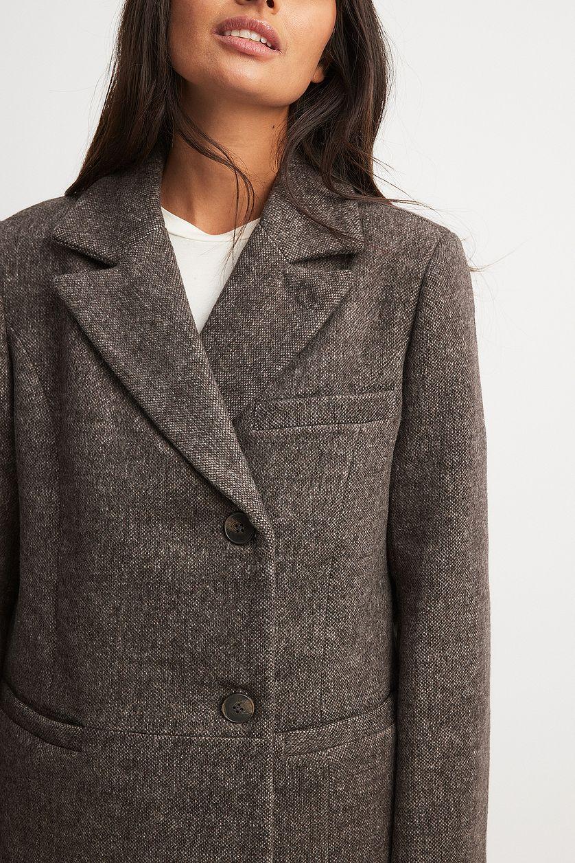 Wool Blend Oversized Blazer Jacket Product Image