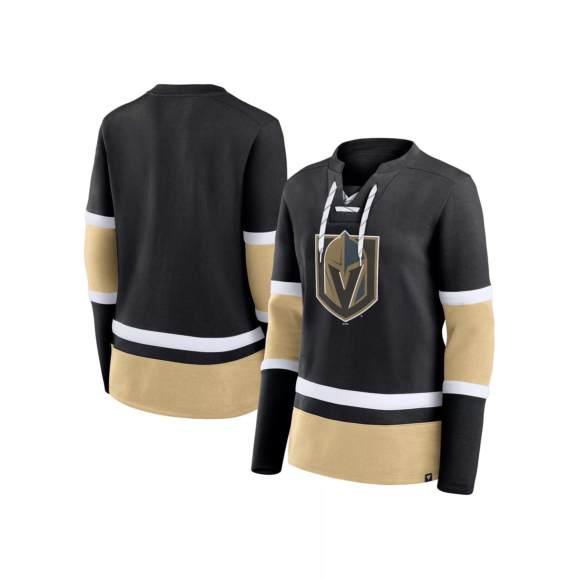 Women's Fanatics Black Vegas Golden Knights Prime Time Lace-Up Long Sleeve T-Shirt, Size: 2XL, Lvk Black Product Image