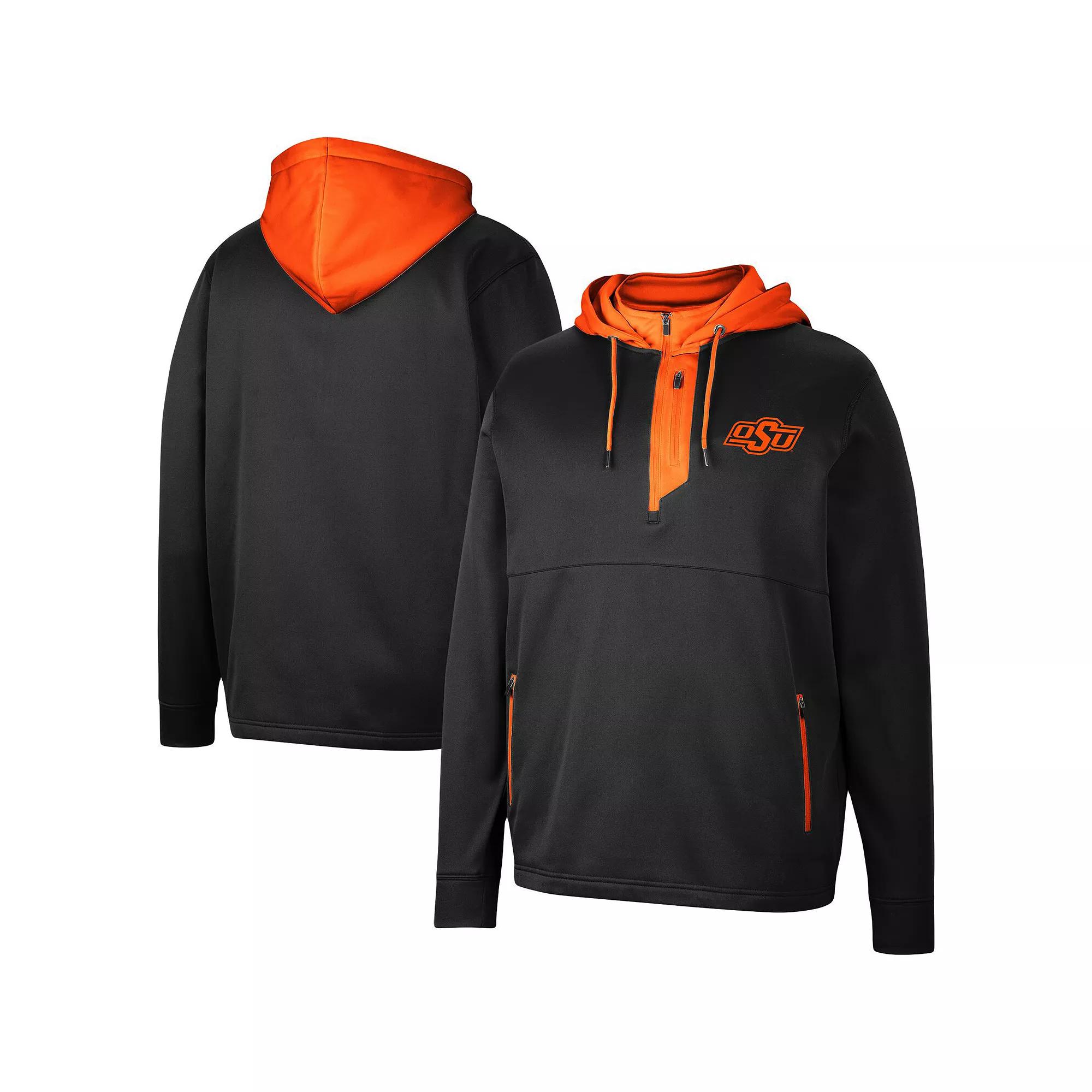 Men's Colosseum Black Oklahoma State Cowboys Luge 3.0 Quarter-Zip Hoodie,  Product Image