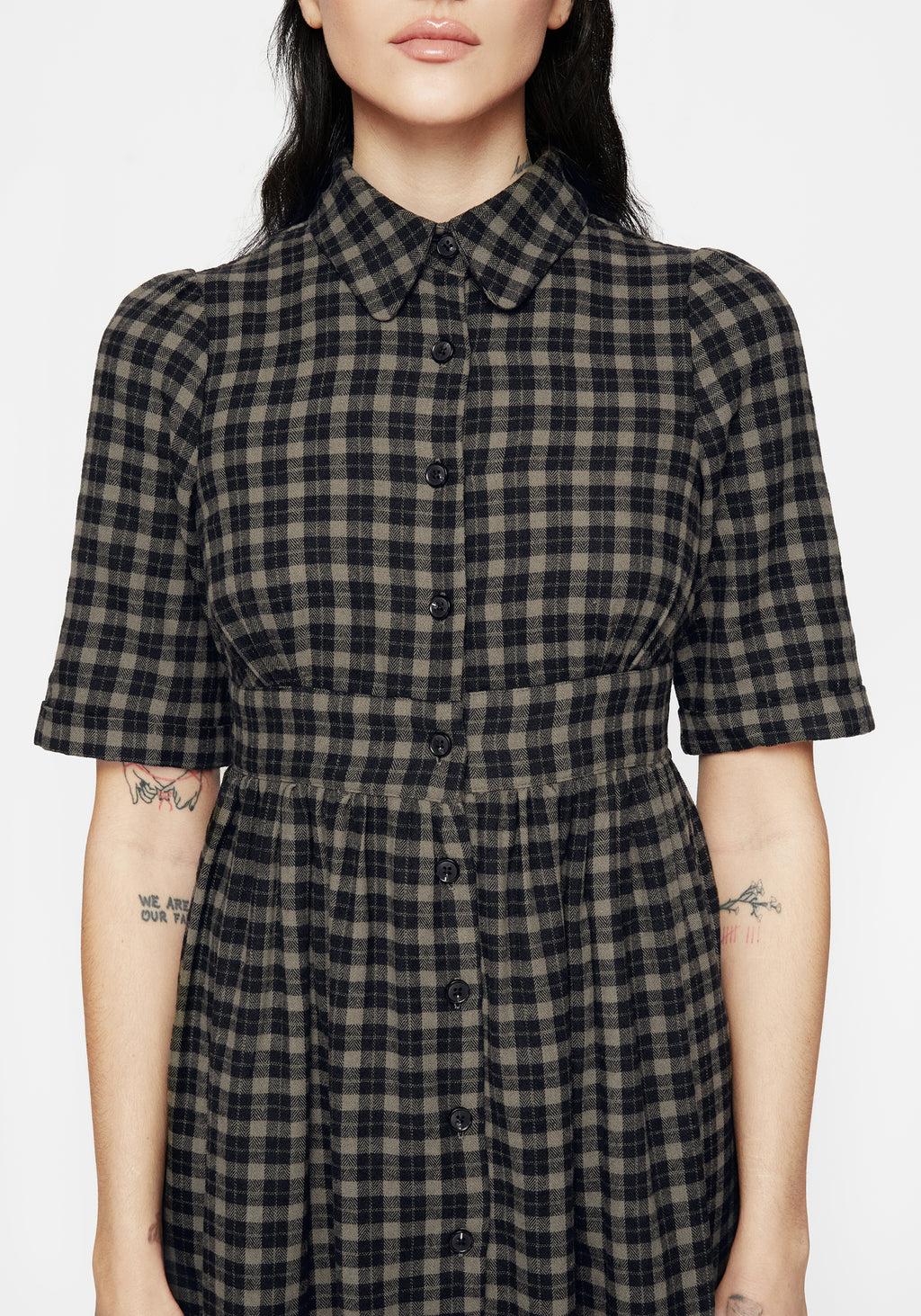 Terra Midi Smock Shirt Dress - Olive Product Image